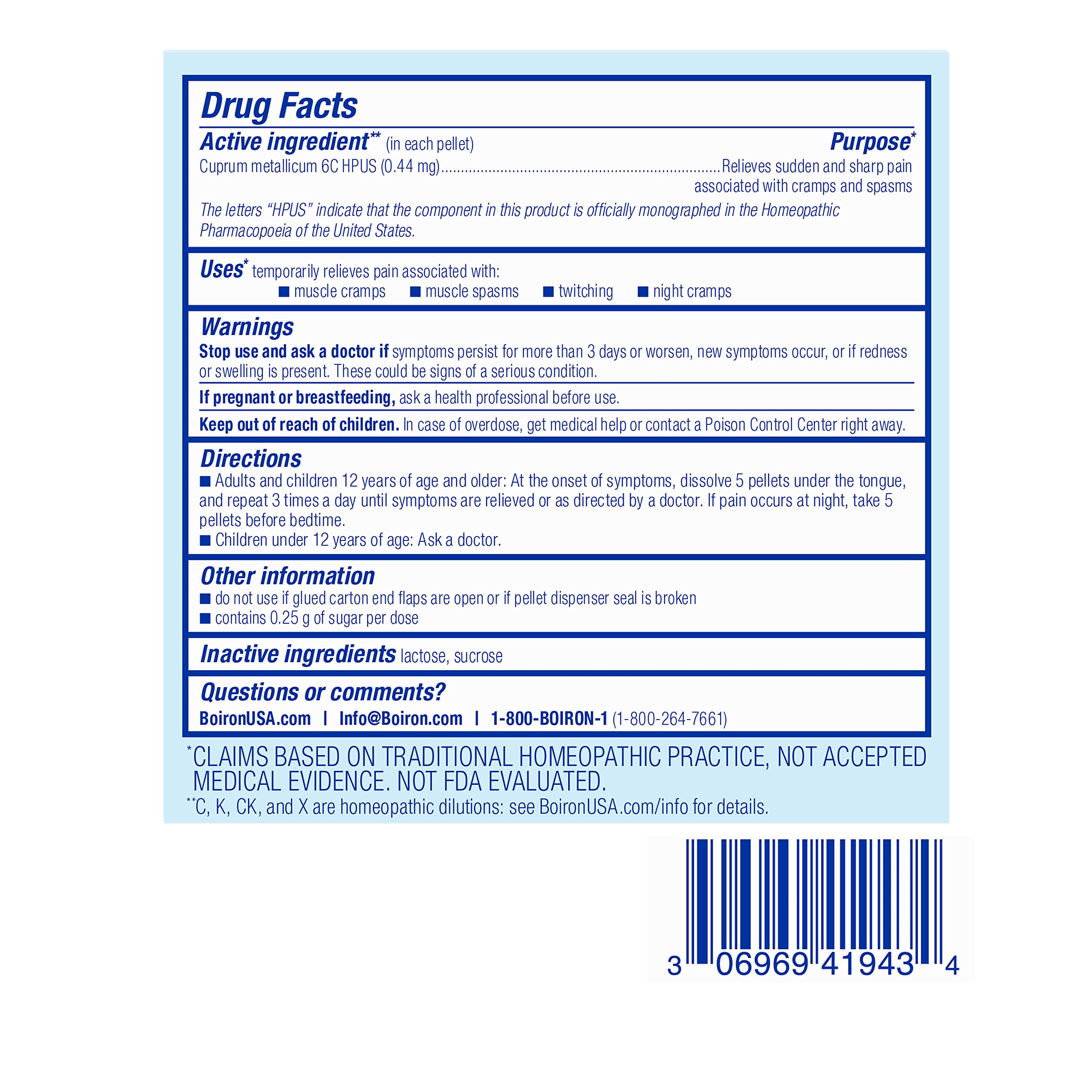 Boiron Cuprum Metallicum 6C Homeopathic Medicine for Nighttime Leg Cramp Relief, Muscle Cramps, and Spasms - 3 Count (240 Pellets) — Amazon image 9