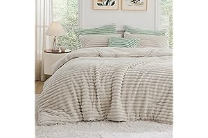 Bedsure Flannel Fluffy Plush Comforter Set Queen
