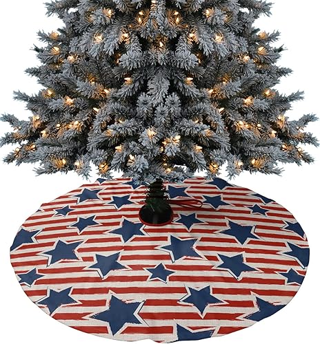 Falda de árbol de Navidad de 48 pulgadas, falda rústica para árbol de Navidad para Navidad, decoraciones de fiesta de Feliz Navidad, adornos para