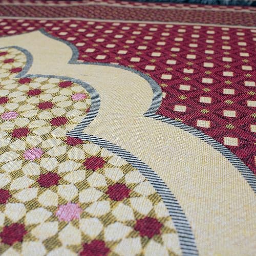 Miniatura 3 de Modefa Alfombra de oración islámica turca Janamaz Sajjadah | Alfombra de algodón tejido fino para rezar Ramadán Eid | Sejada musulmana tradicional
