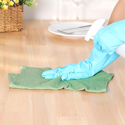 Miniatura 5 de uxcell Paños de limpieza reutilizables, paquete de 6 toallas de cocina de algodón con tejido de gofre, reutilizables y lavables, trapos para secar