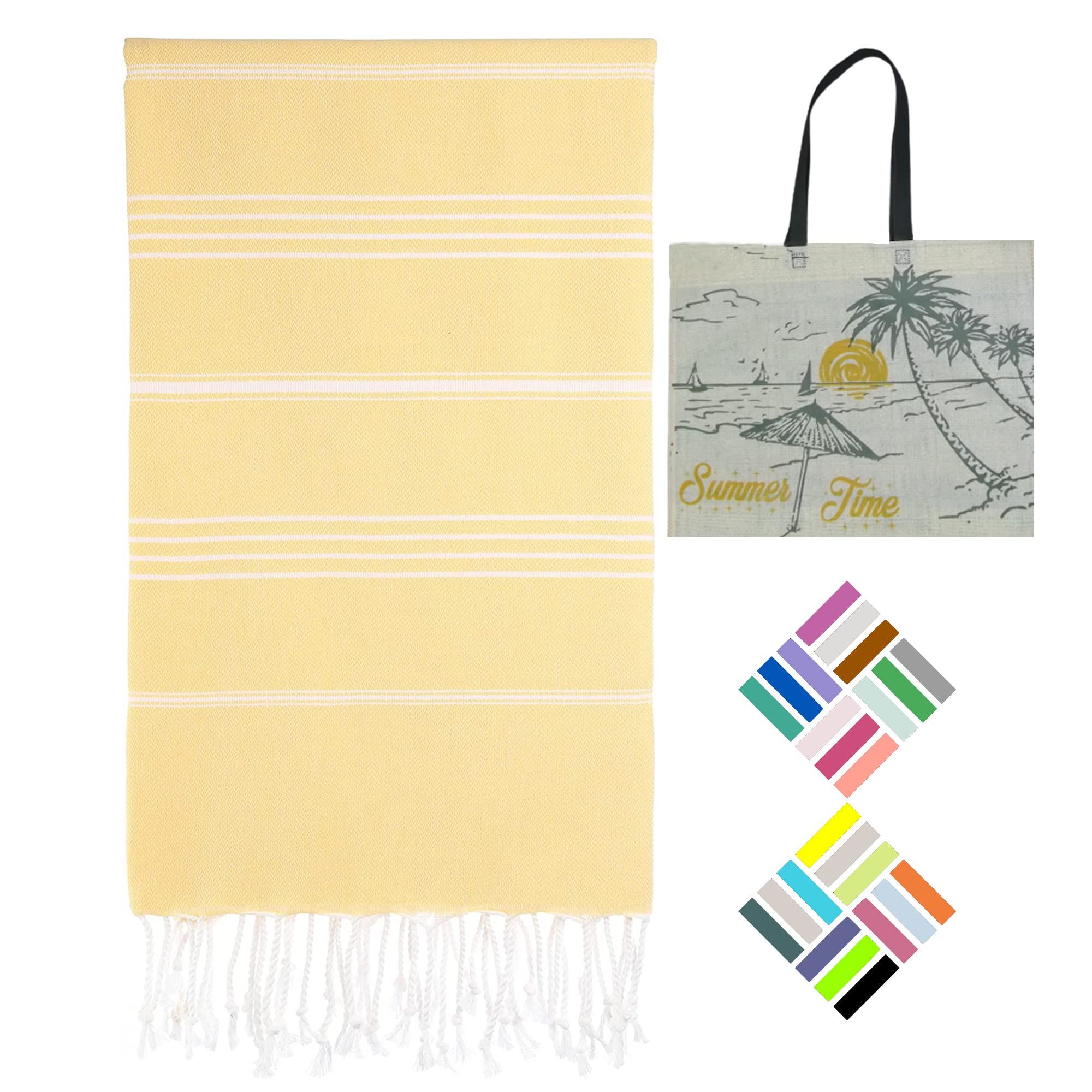 Turkish Beach Towel (39 X 71) with Beach Bag for Travel and Bath I 100% Cotton, Quick Dry Towel, Beach Towels Oversized, Sand Cloud Towel, Beach Blanket, Turkish Towel (Apricot)