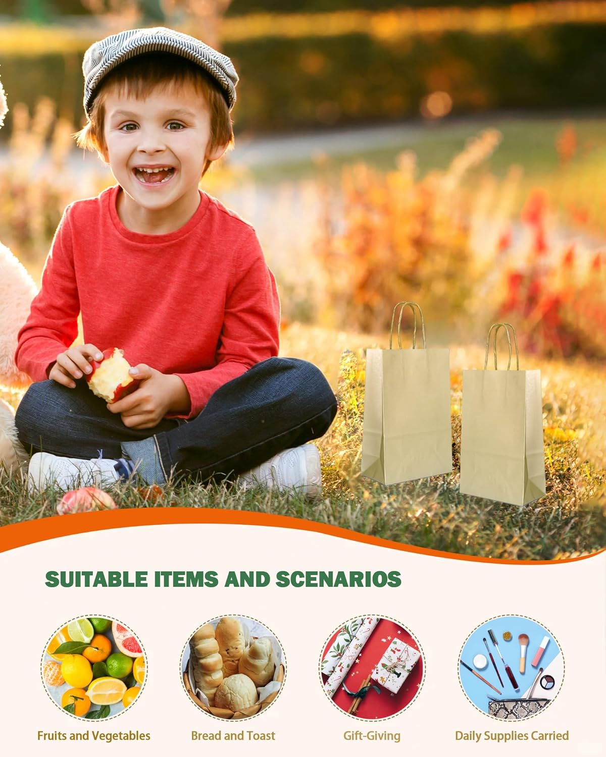 AZOWA Bronzing Gold Gift Bags Mini Kraft Paper Bags with Handles (4.7 x 2.4 x 6 in, Gold, 25 Pcs) - Image 7