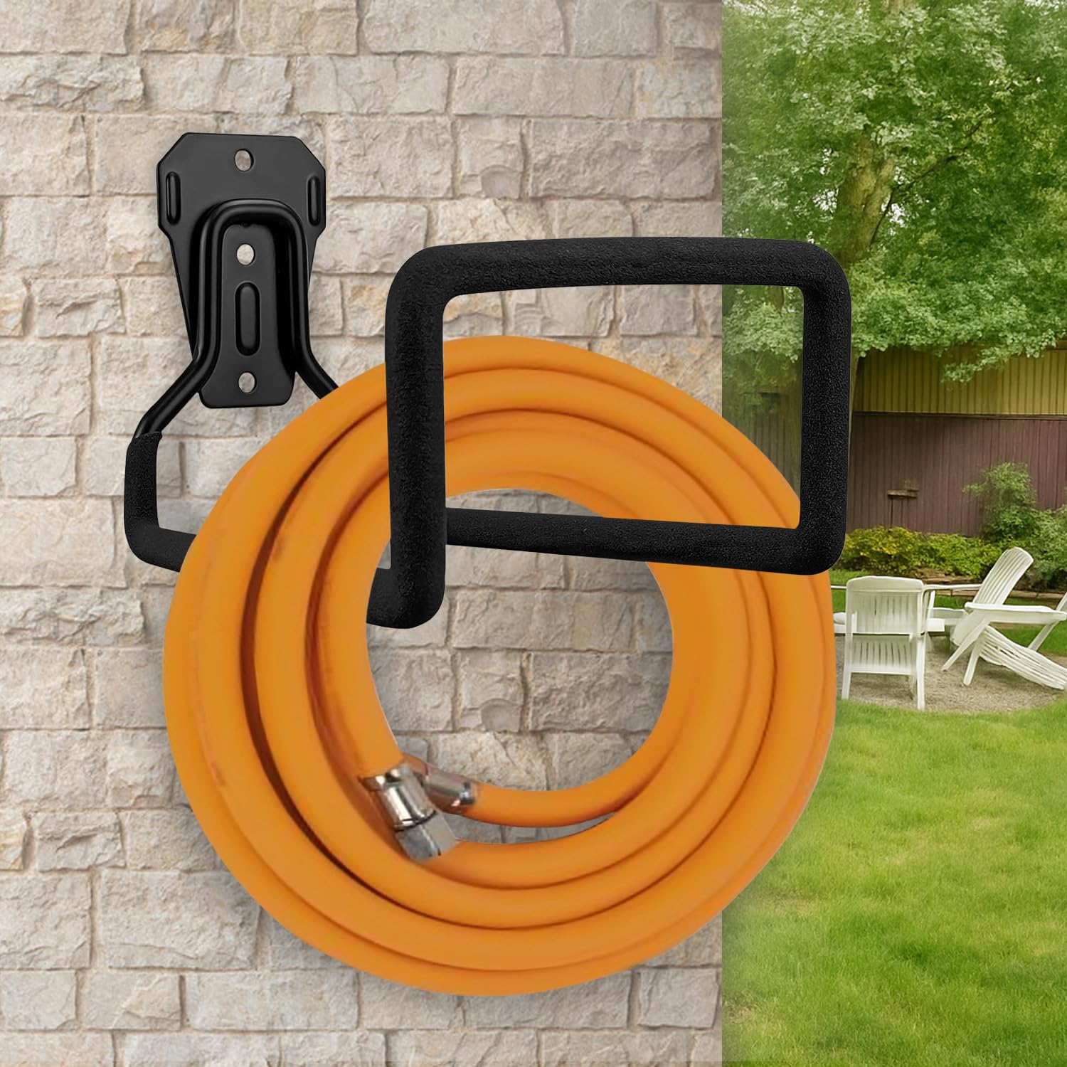 Inferno Heavy Duty Wall Mounted Hose Hanger for Garden & Outdoor – Rust-Resistant Metal Holder