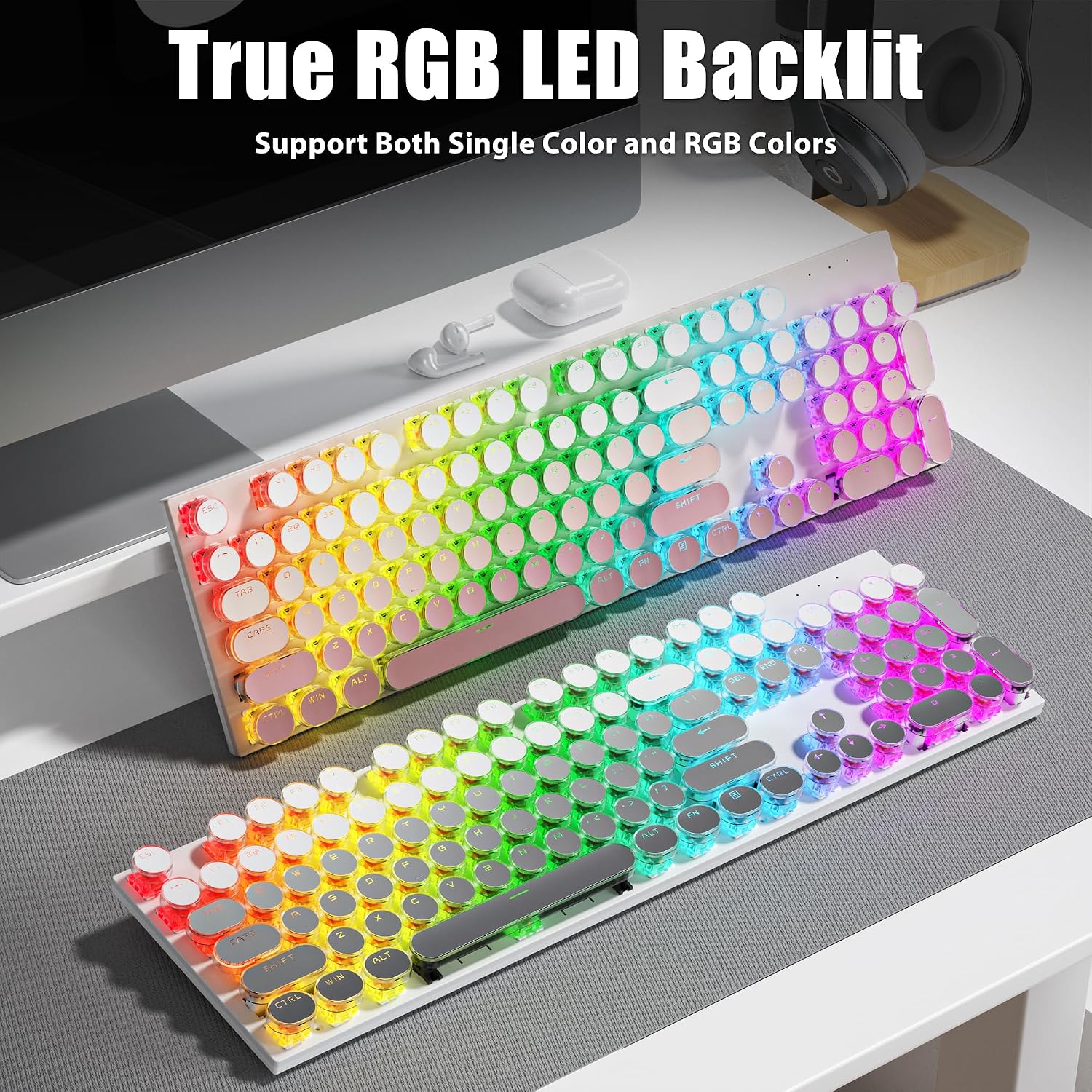 TISHLED H104 keyboard with bright RGB LED backlighting