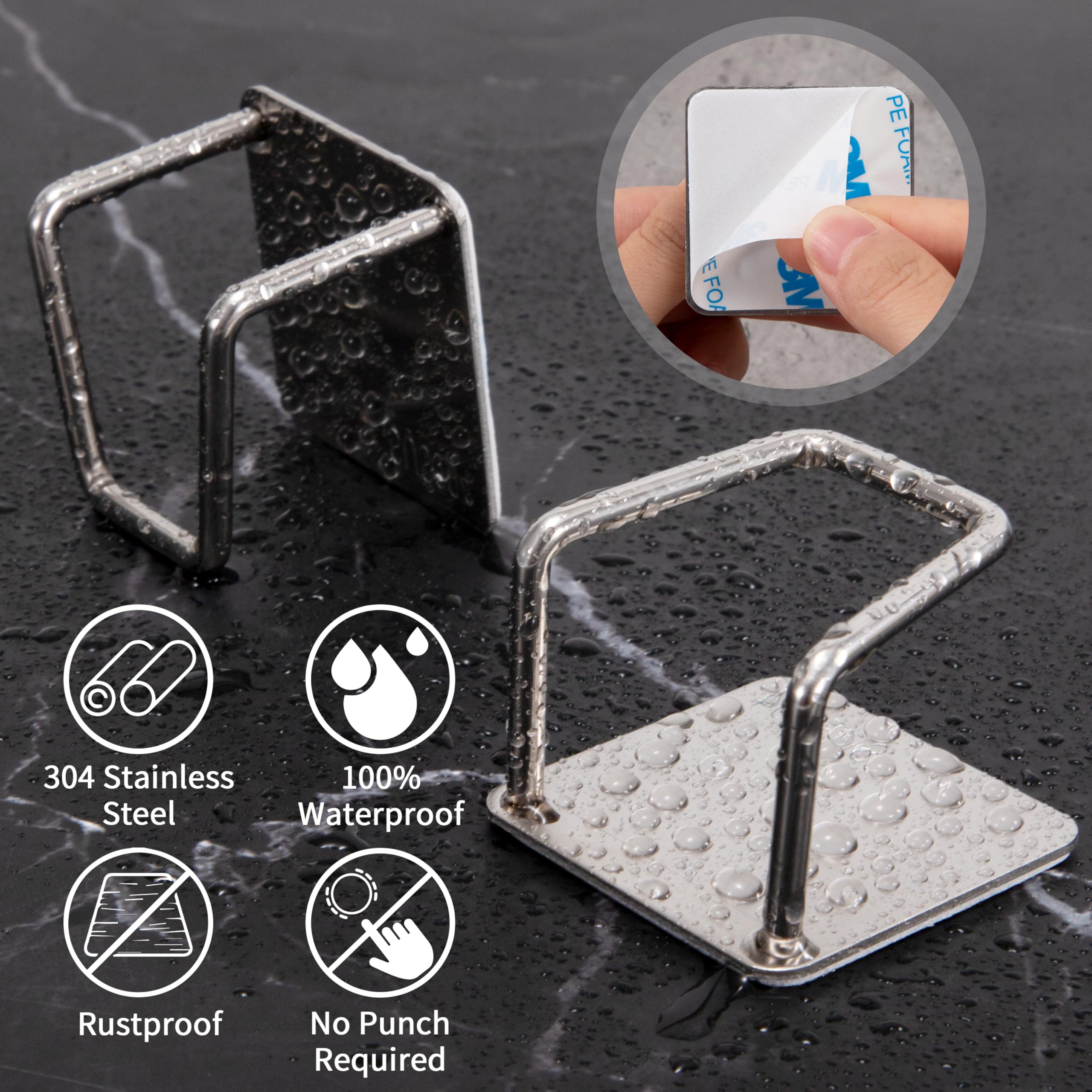 4PCS Support Éponge Crochet Adhésif Pour éponge à Vaisselle En Acier Inoxydable, Porte-éponge Rangement Pour Cuisine Salle De Bain - Bricolage