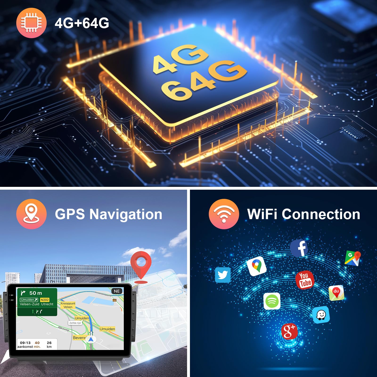 Hodozzy Radio samochodowe 4G + 64G do Peugeot 208/2008 2012-2018 Android 10 cali InCell ekran dotykowy radio samochodowe nawigacja Carplay Wireless Android Auto Radio 2 DIN, Bluetooth, DSP, WiFi, GPS