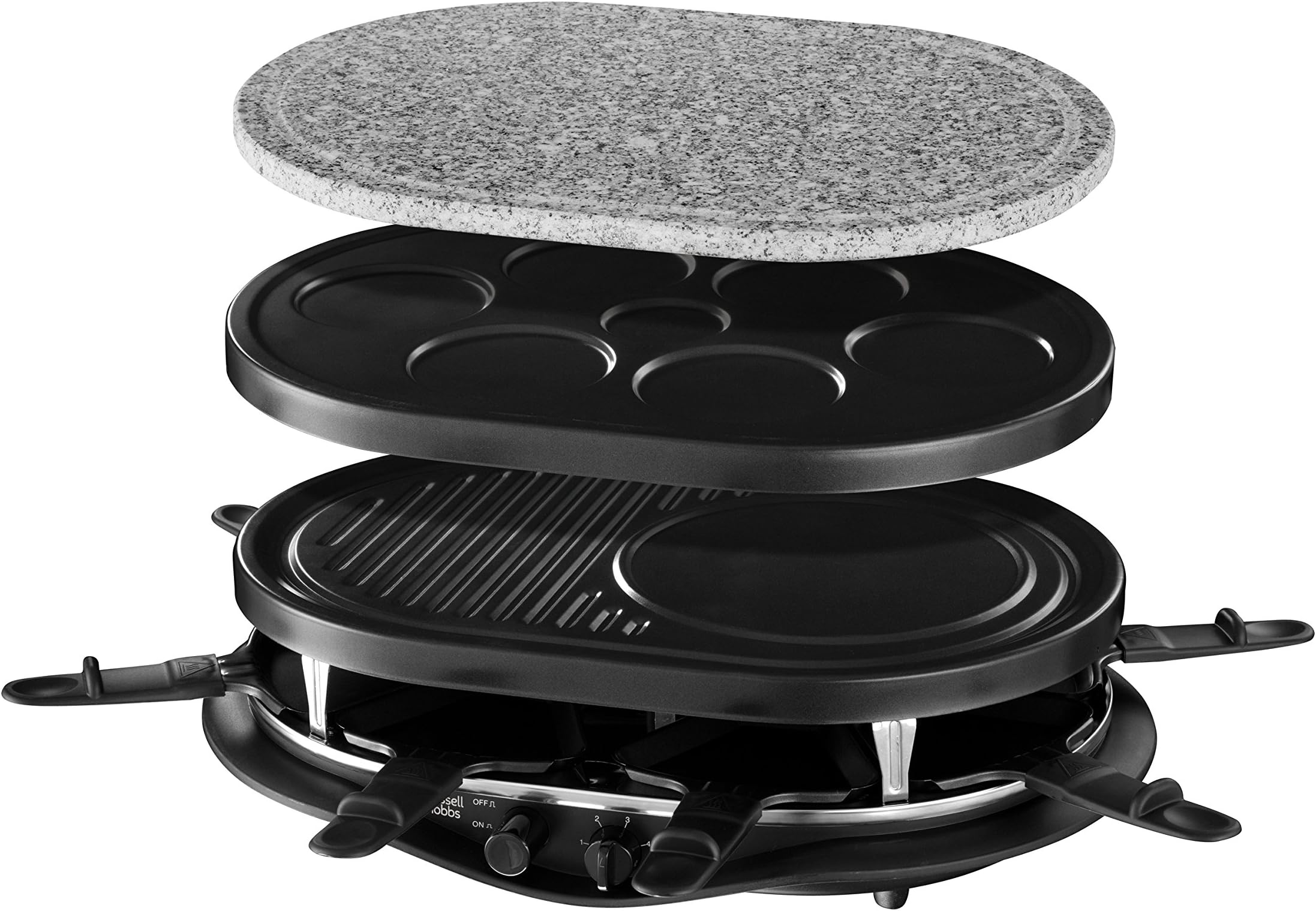 Russell Hobbs 21000-56 Set for Raclette Fiesta-21000-56, Natural Stone, Black