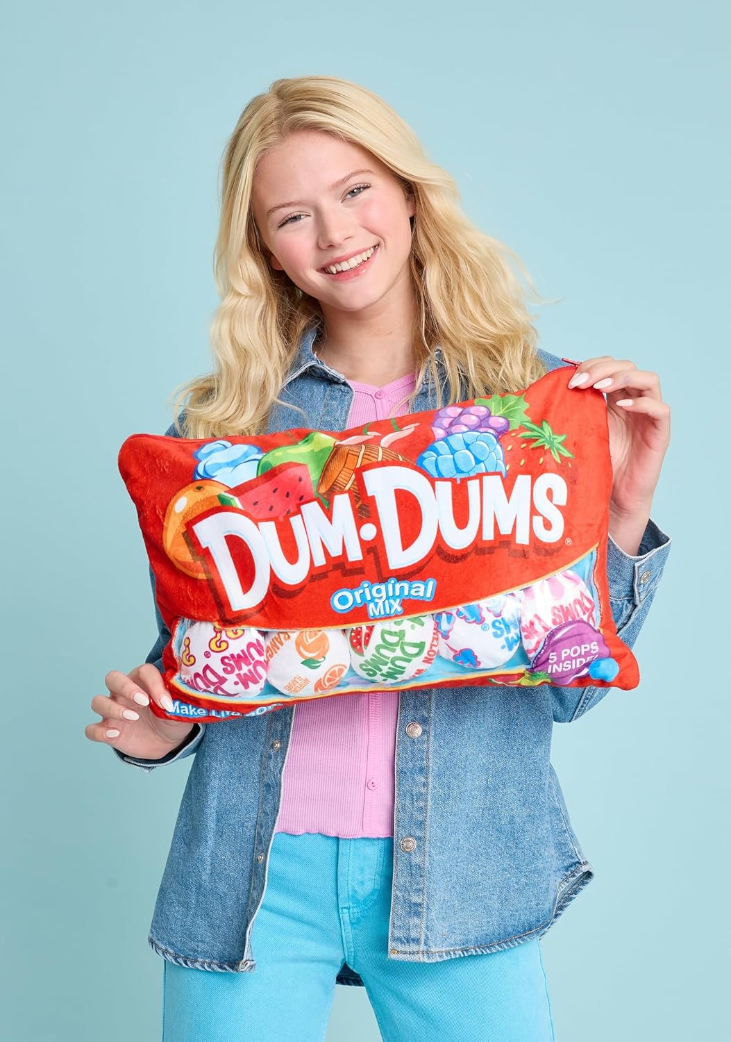 iscream Dum Dums Pops Package 17.5" x 13.75" Pillow Set with Mini Lollipop Candy Pillows
