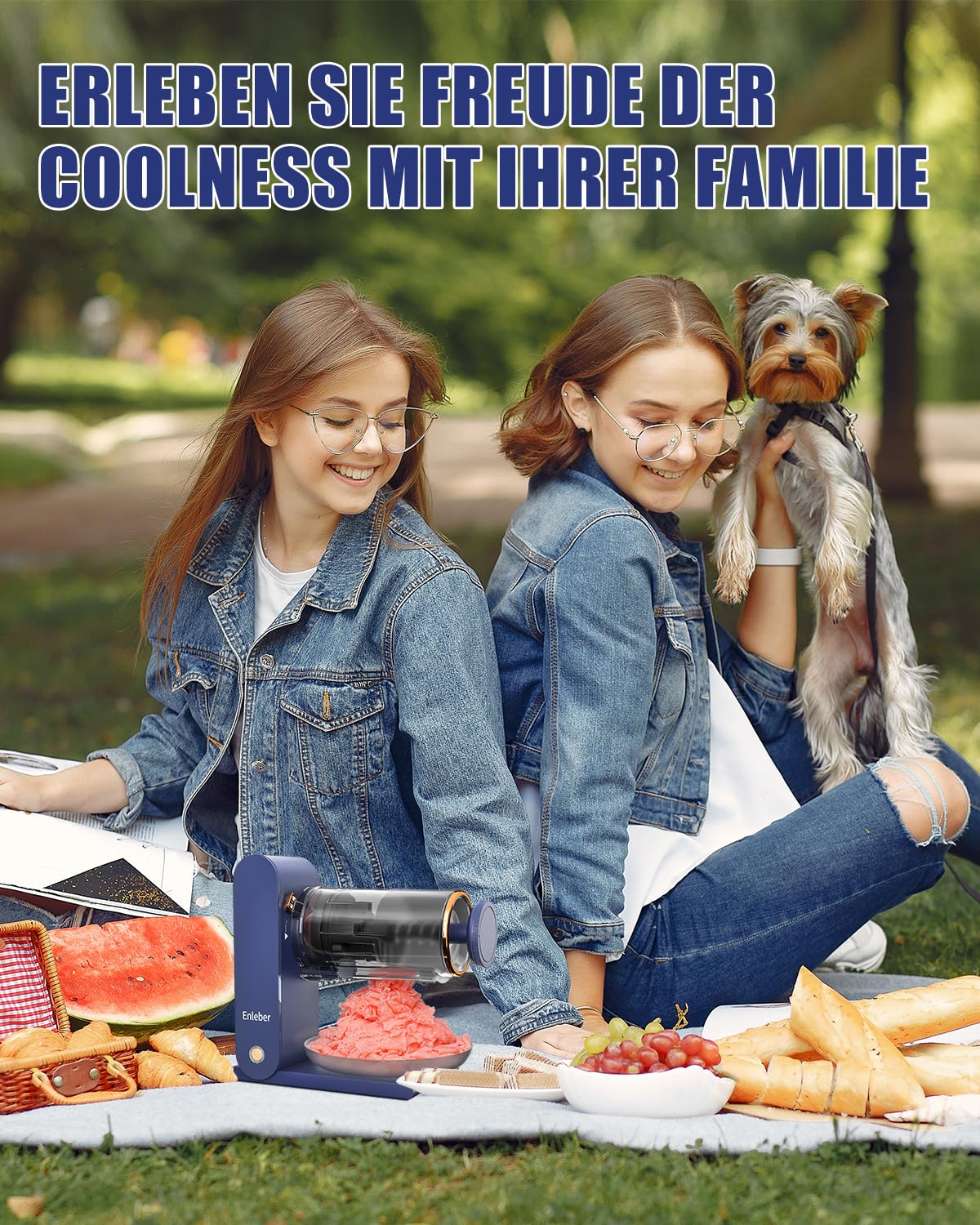 Enleber Slushy Maker Slush EIS Maschine Rasiereis-Maschine Edelstahlklinge Silikoneisfolien Schneeeis-Maschine dunkelblau