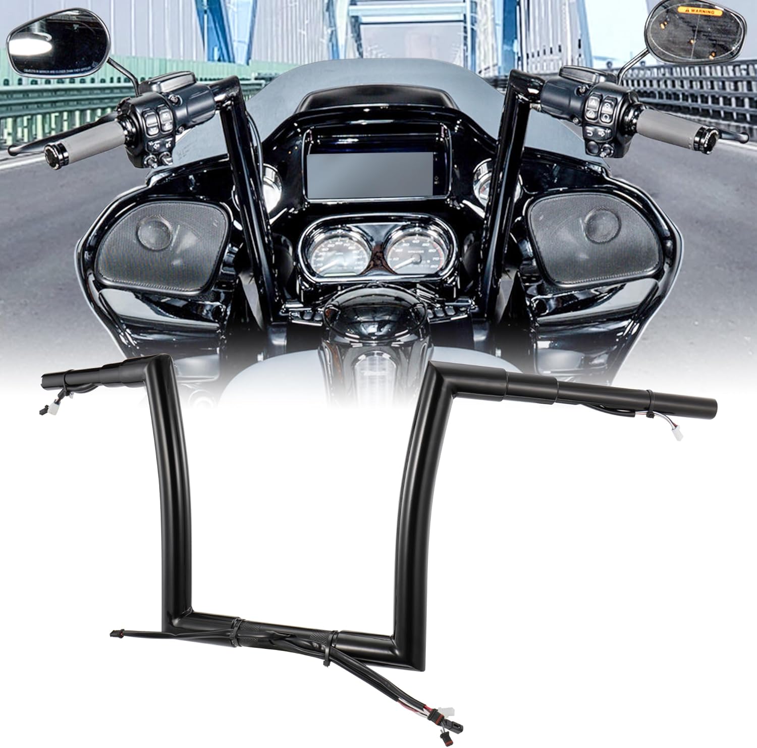 Prewired 12" Rise Prewired Ape Hangers Road Glide