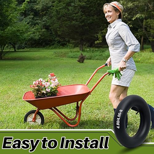 Miniatura 4 de 4 piezas de tubo interior de neumático de 4.804.00-8 pulgadas, tubo interior de repuesto resistente para carretillas, camiones de mano, cortacésped,