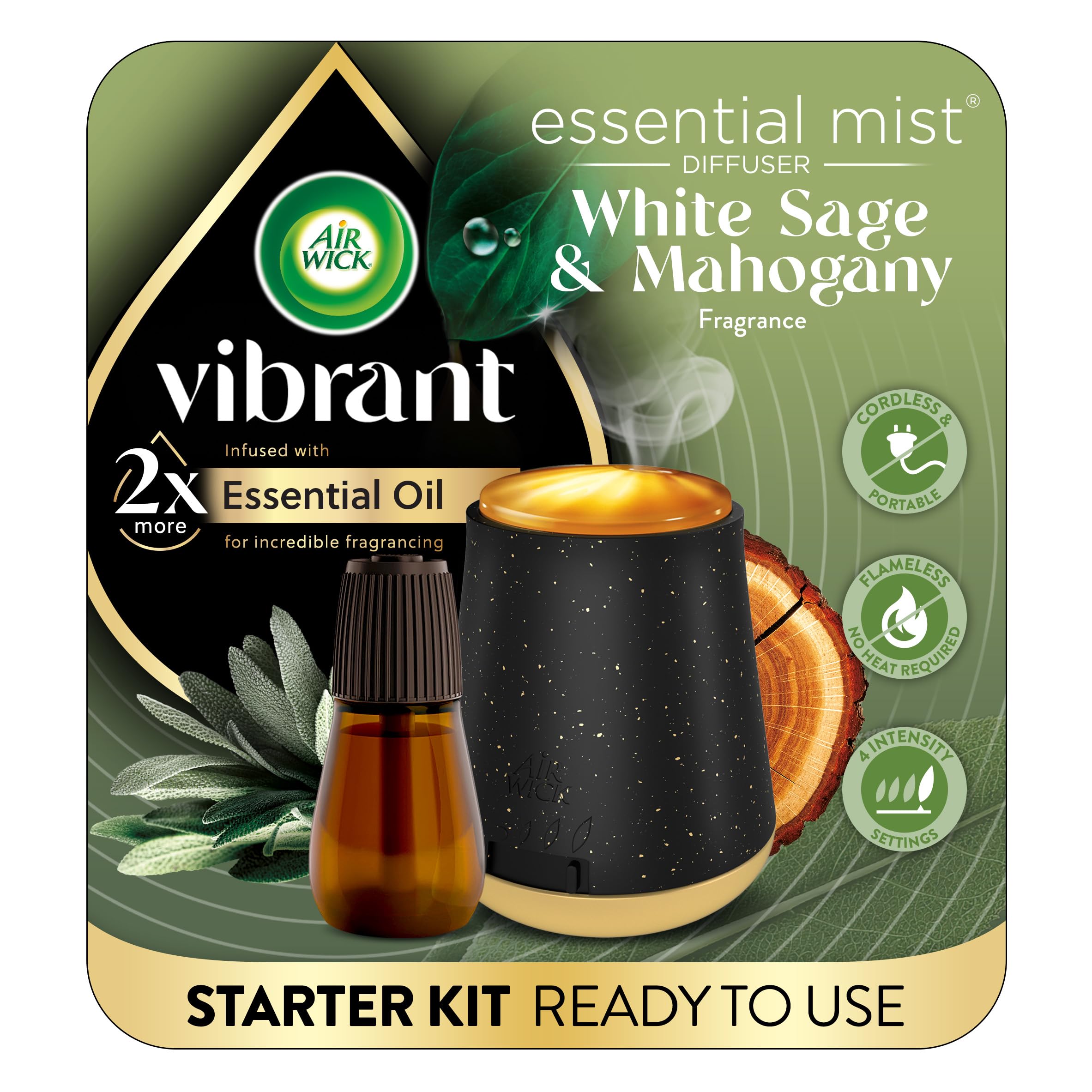 Photo 1 of ***missing oil*** AIR WICK® Essential Mist - Vibrant Starter Kit White Sage & Mahogany 3/1 ct.