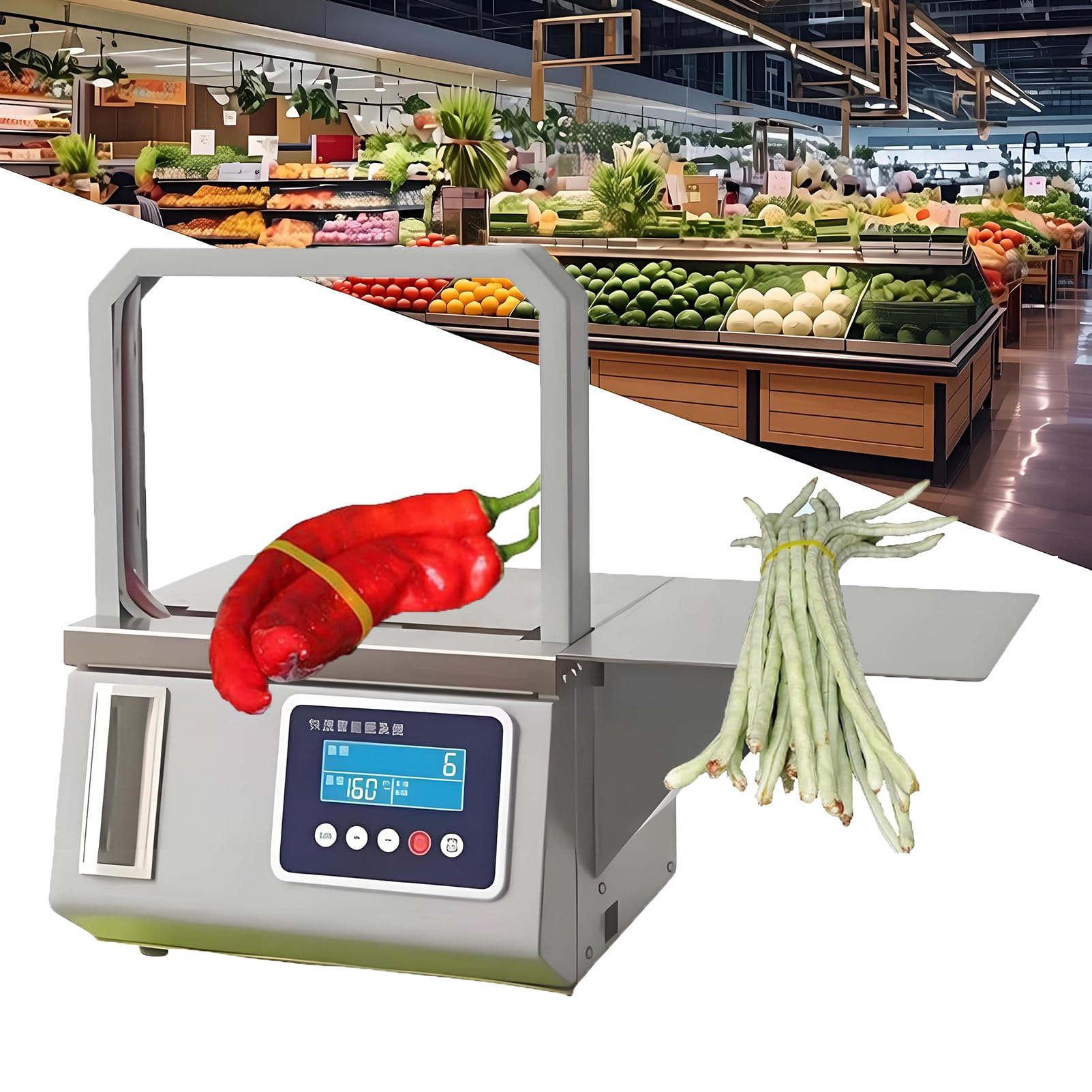 EpyGnom Tabletop Industrial Strapping Banding Machine, Photoelectric Induction Vegetable Tying Machine with Automatic Counting, Adjustable Tension, for Daily Packaging Needs