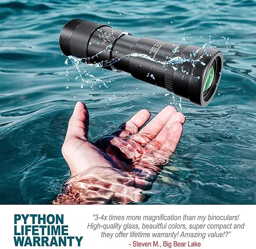 Miniatura 9 de Python Telescopio monocular de visión clara HD de 12 x 45 con Python 10x42 HD Explorer Telescopio monocular para adultos de alta potencia BAK4 Prism