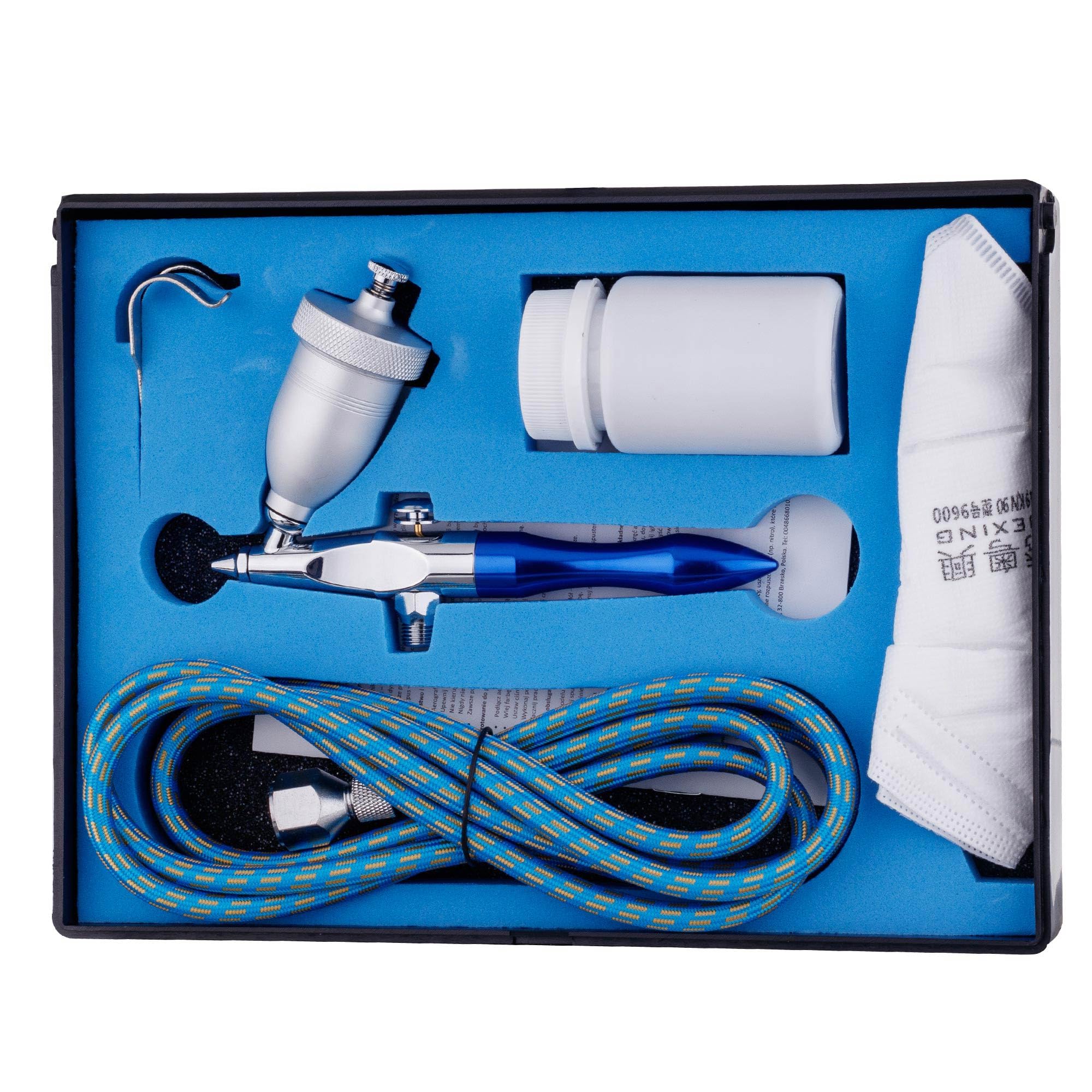 TC TECHNIC Mini-Sandstrahlpistole AB-178 mit 1,8 m Schlauch und Korundbehälter, 0,5 mm Düse, 15 ml Tank, für Modellbau und Präzisionsarbeiten Sandstrahlgerät