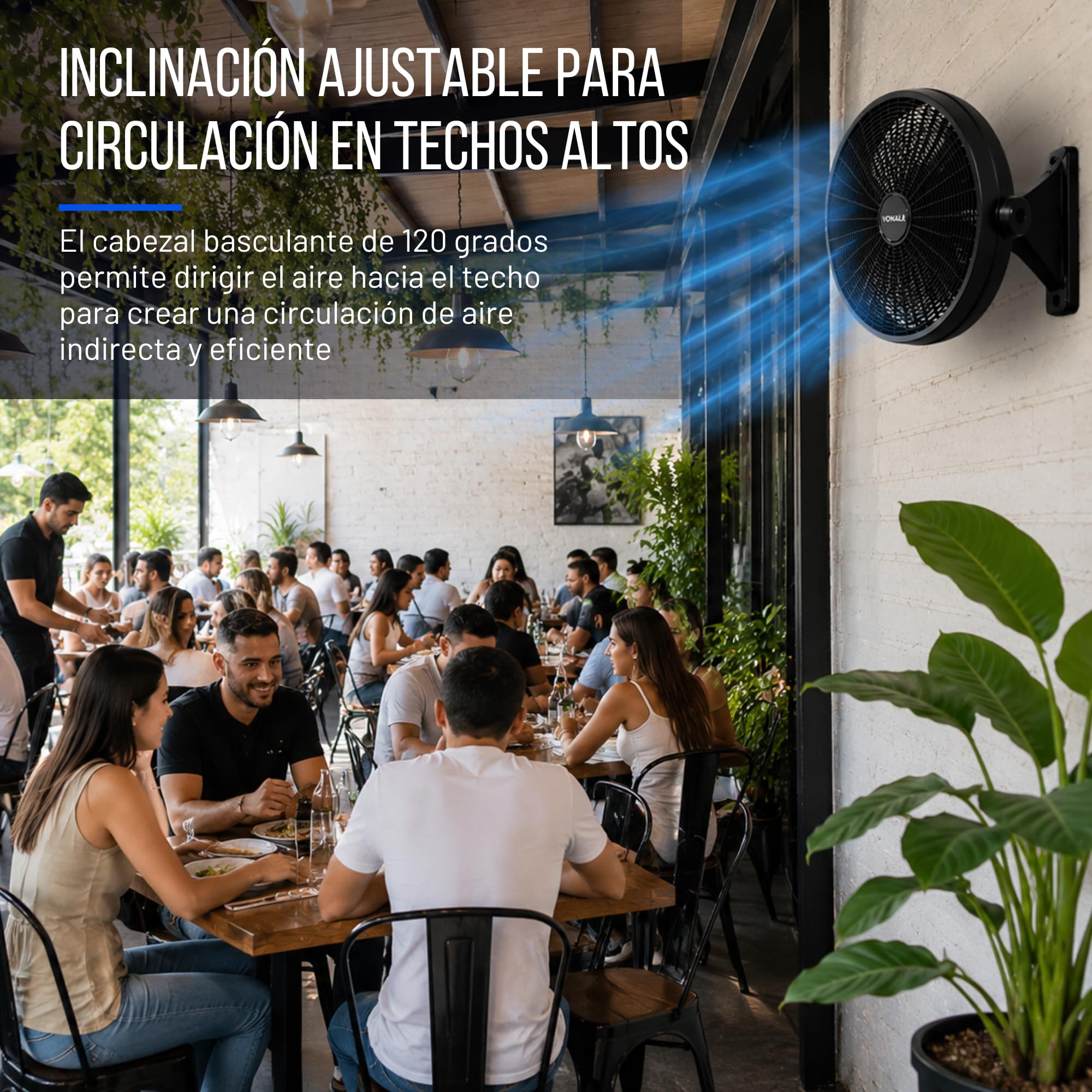 Vonala Ventilador de Suelo y Pared Industrial 100W Ventilador Potente 50cm Silencioso ABS Antivibración Fan Para Exterior e Interior Negro, Ventiladores Potentes Silenciosos