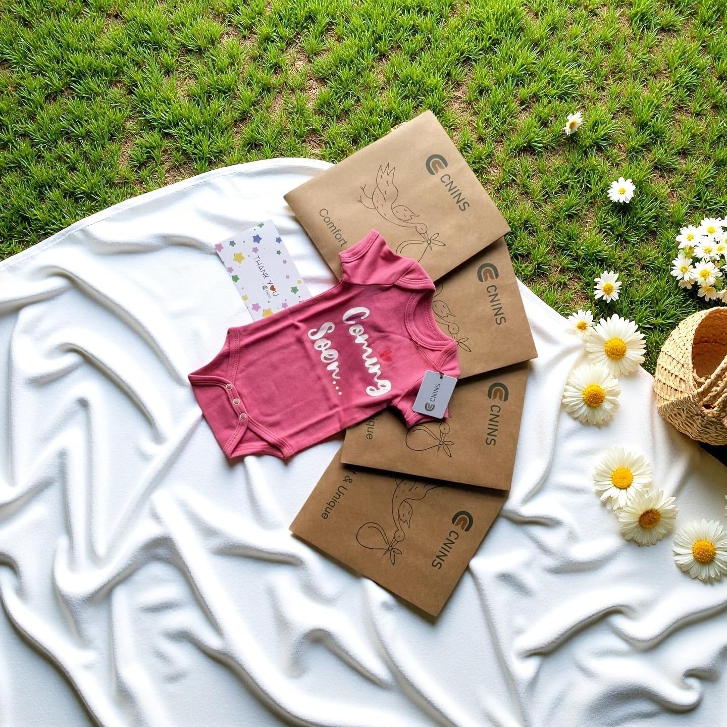 Cnins Newborn Baby Bodysuit - Pregnancy Announcement & Infant Loss Gift, Coming Soon & Rainbow Design Coming Home Outfit