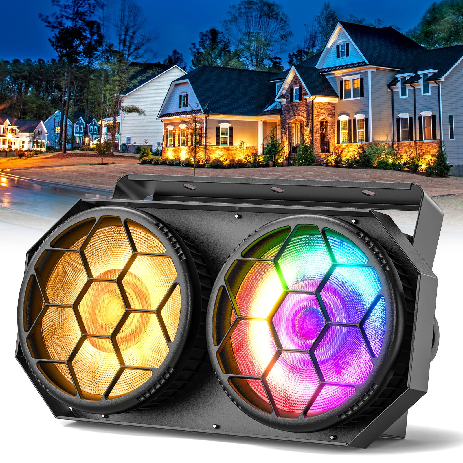 200W Par LED COB+RGB Luces Escenario,Blanco Frío/Cálido Foco Escenario,Control DMX512/Auto/Sonido/Estroboscópico,Foco Par Teatro para DJ Bar Boda Iglesia Conciertos Discoteca Navidad,1 PCS
