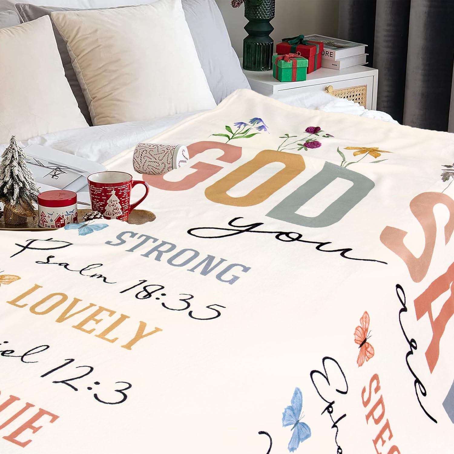 Christian Gifts for Women, Inspirational Floral Blanket, Religious Birthday Gifts, Spiritual Gifts for Sisters, Friends, Baptism & Confirmation Gifts, Bible Verse Throw Blankets 50"x 60" - Image 4