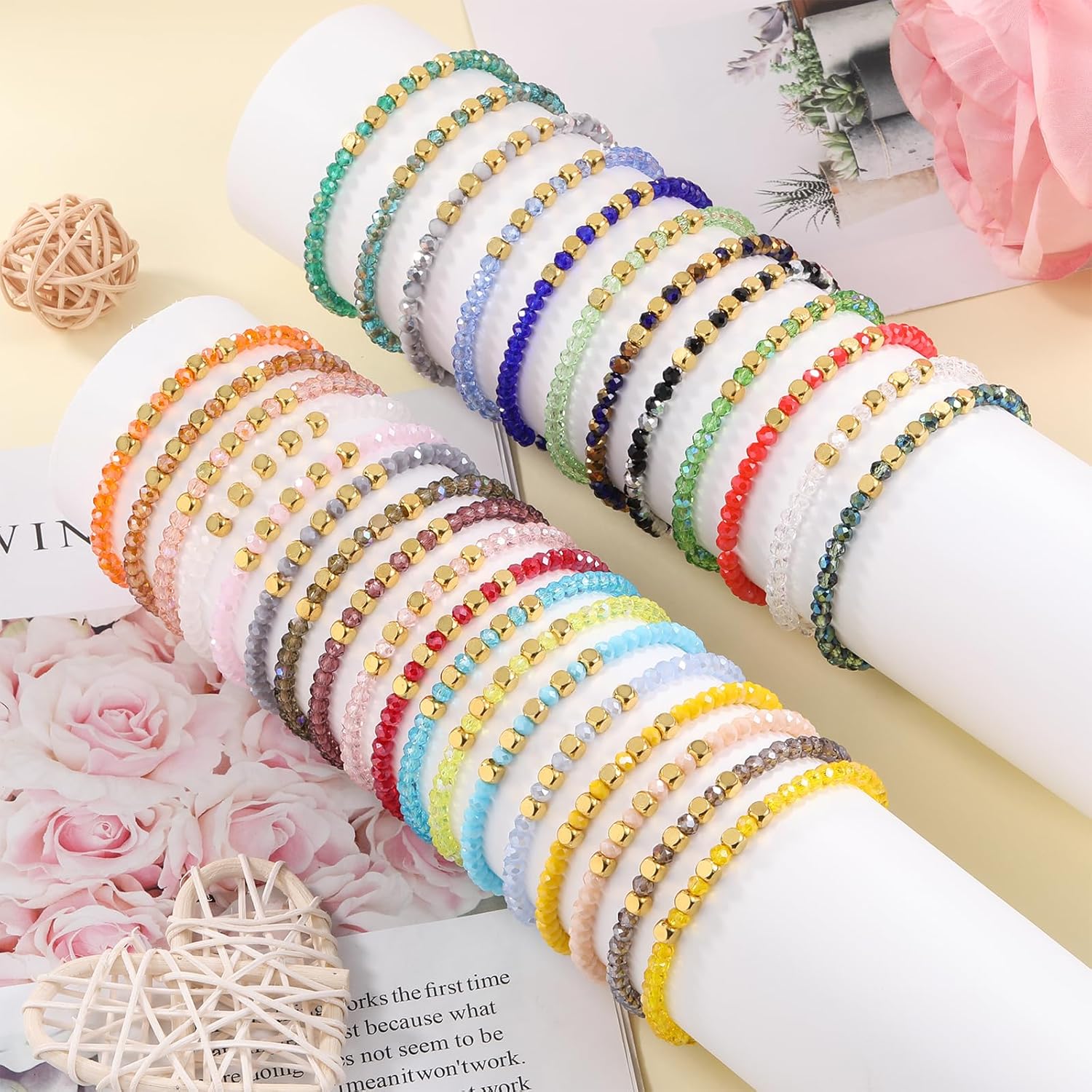 Ornaland 30 Pcs Beaded Bracelets Surfer Stretch Bracelets Set Colorful Glass Beads Bracelets Stackable Boho Bracelets Beach Friendship Bracelets Wrist Jewelry for Women - Image 5