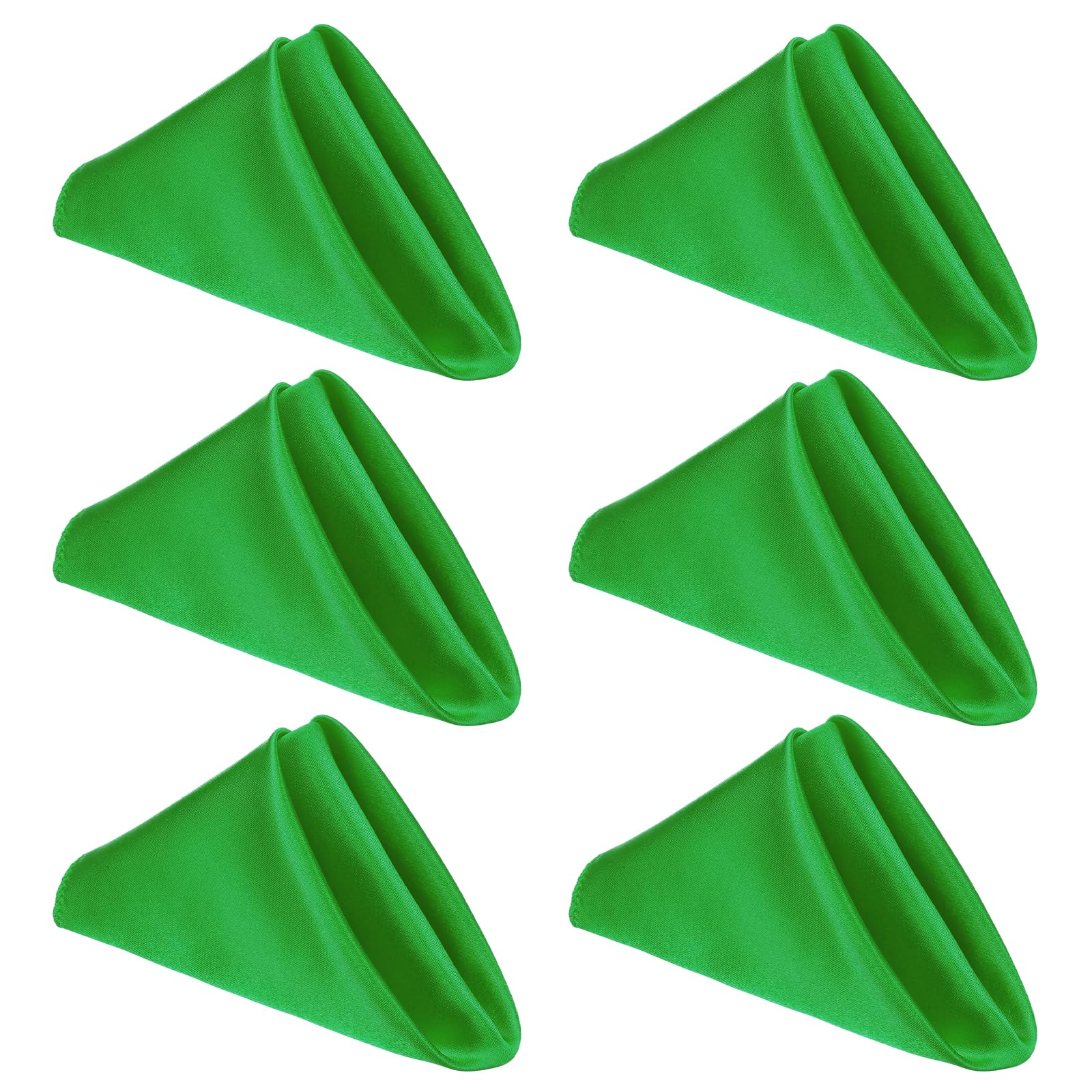 sourcing map 6 Pcs Green Satin Napkins, 12x12 Inch Dinner Napkins Cloth Washable Polyester Soft Square Table Decoration for Restaurant Parties Wedding Dining Banquet Event
