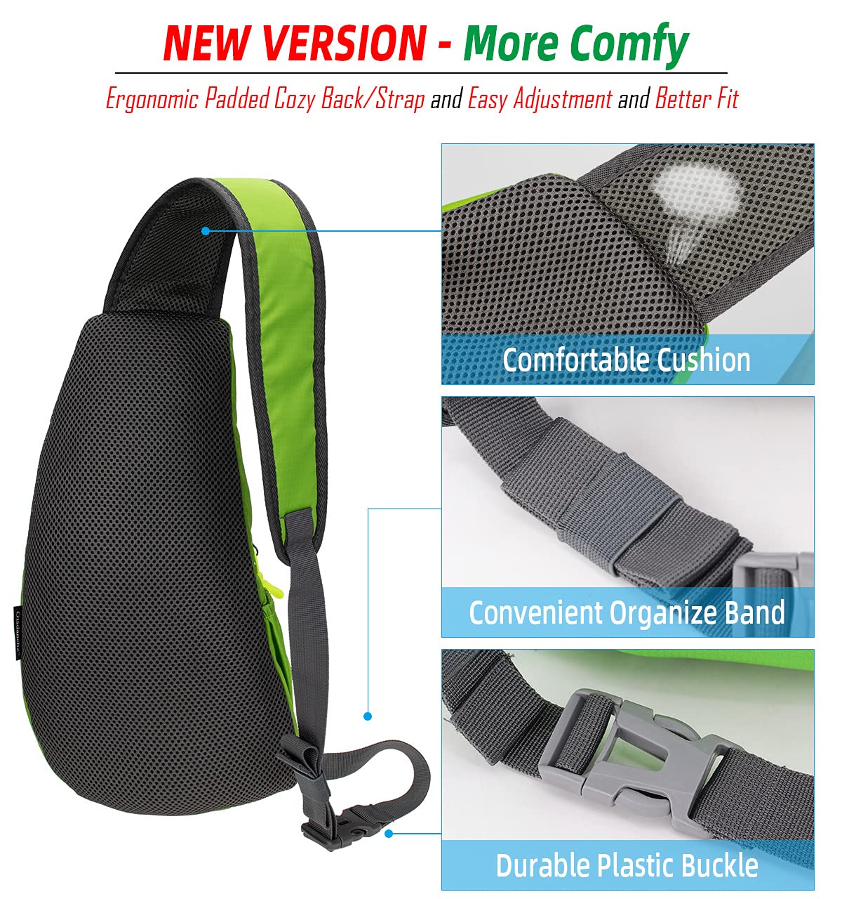 Gisdanchz Borsa a Spalla Uomo, Marsupio Sportivo Uomo Running Borsa Moto Chest Bag Mini Sling Backpack Rucksack Impermeabile Zaino Monospalla Borsello Tracolla Borse Ragazza Borsello, Verde