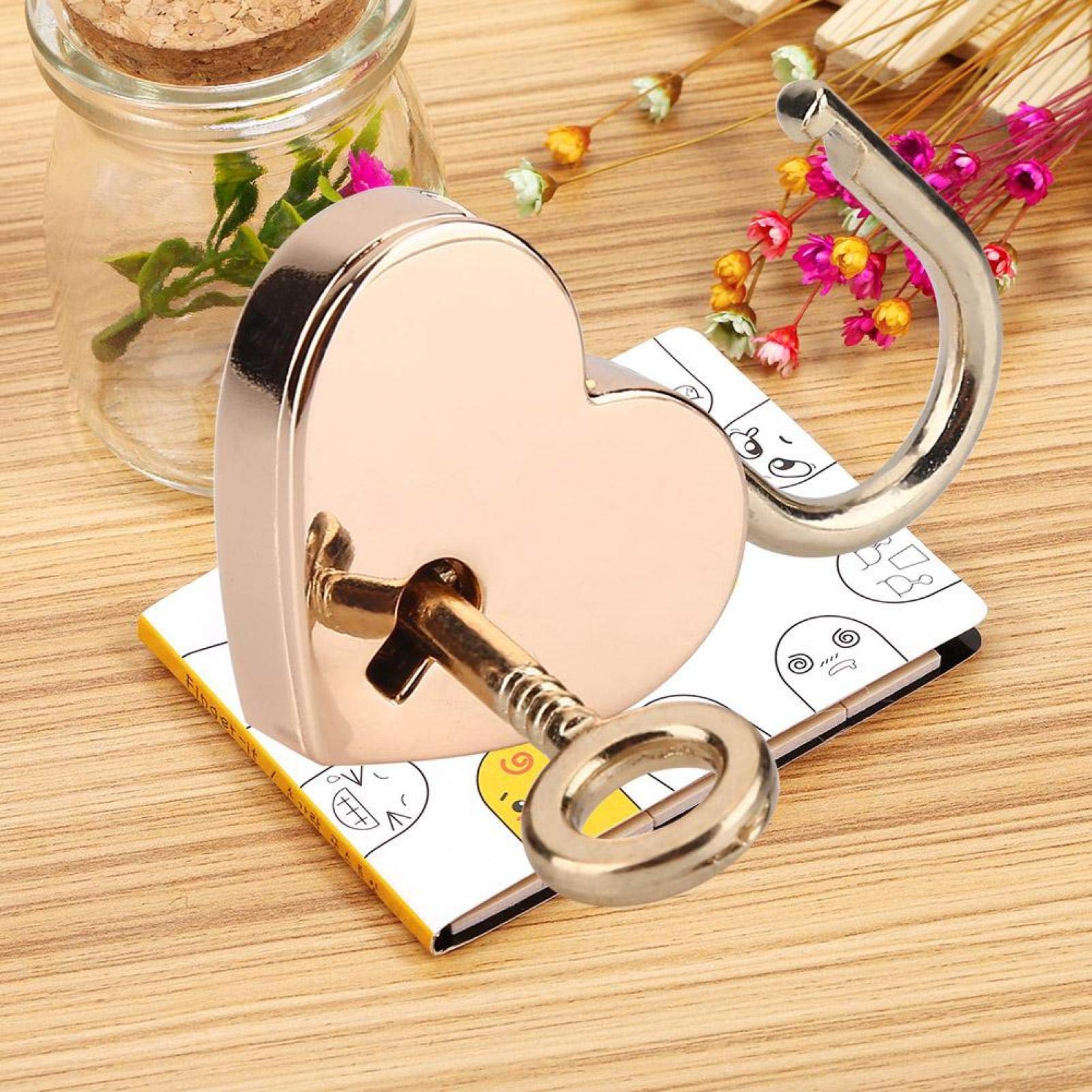 Zerodis Heart-Shaped Padlock with Key, 2 Sets Small Metal Heart