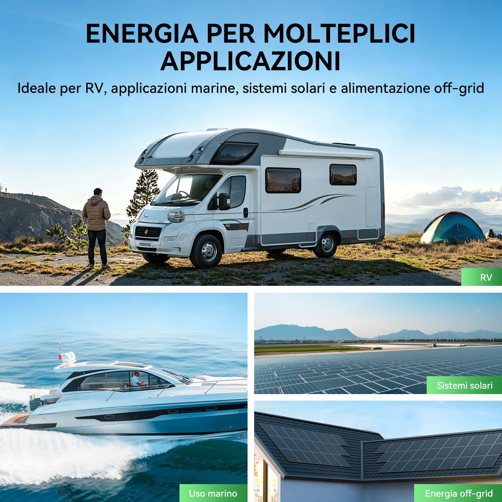 Batteria al Litio LiFePO4 24 V 63 Ah, 1715 Wh con BMS e Riscaldamento Automatico, durata di 10 anni, oltre 4000+ Cicli, Ideale per Sistemi Off-grid, Barca, Camper
