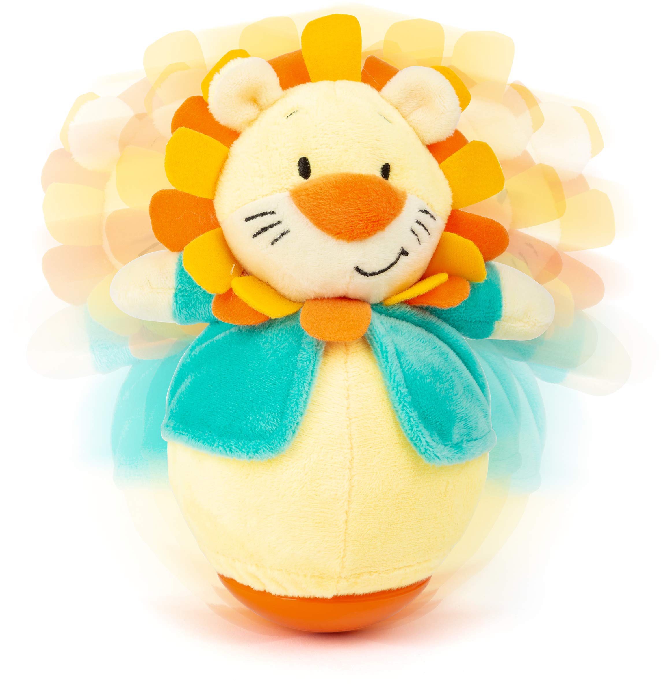 Small Foot 11426 Roly-Poly Lion, zabawne stojące pluszowe zwierzę do chwytania i dotykania, zabawka do nauki, wielokolorowe