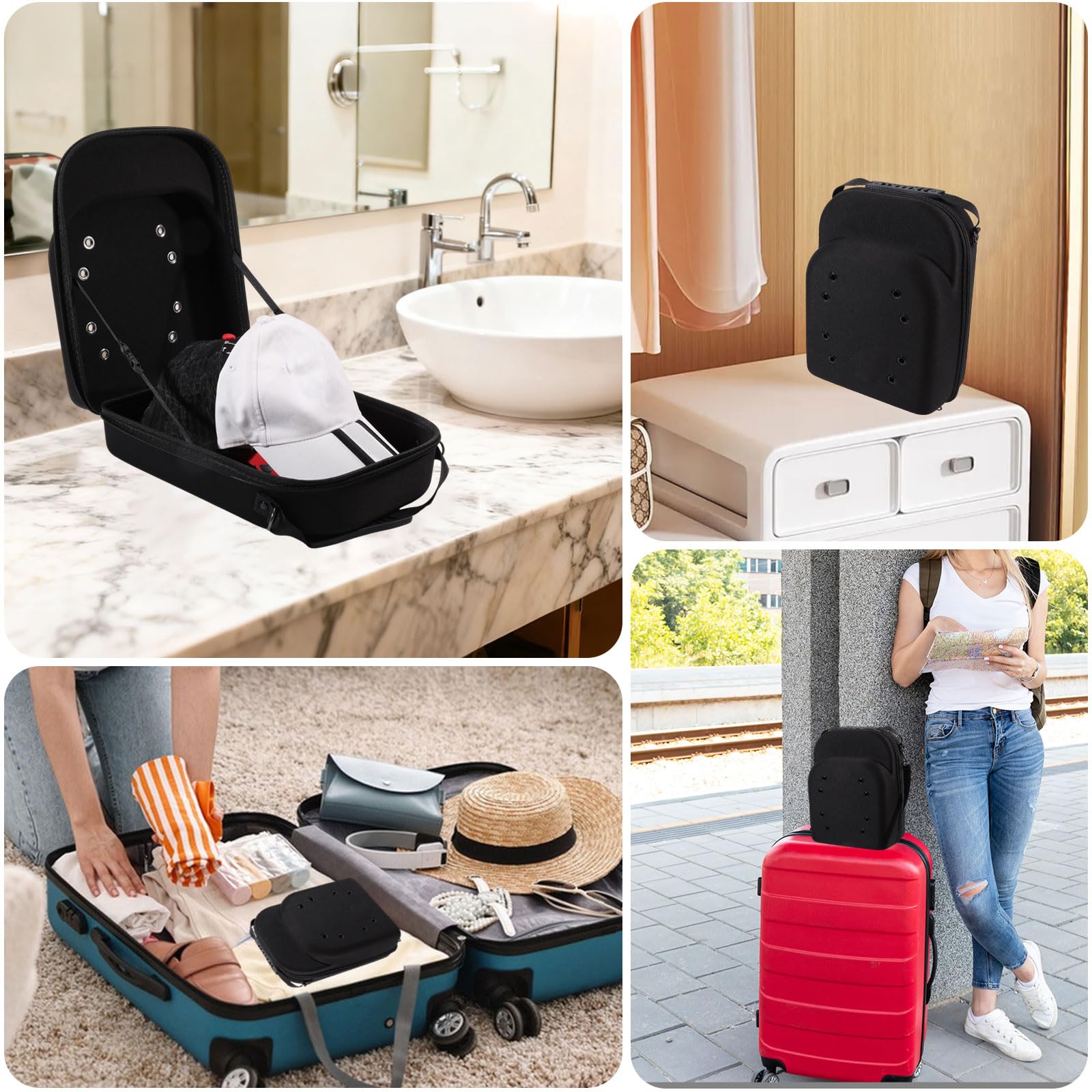 Coperchi Cappello Custodia Da Viaggio Spalla Regolabile Baseball Cap Carrier Cappello Borsa di stoccaggio per 6 Cappelli per Viaggio