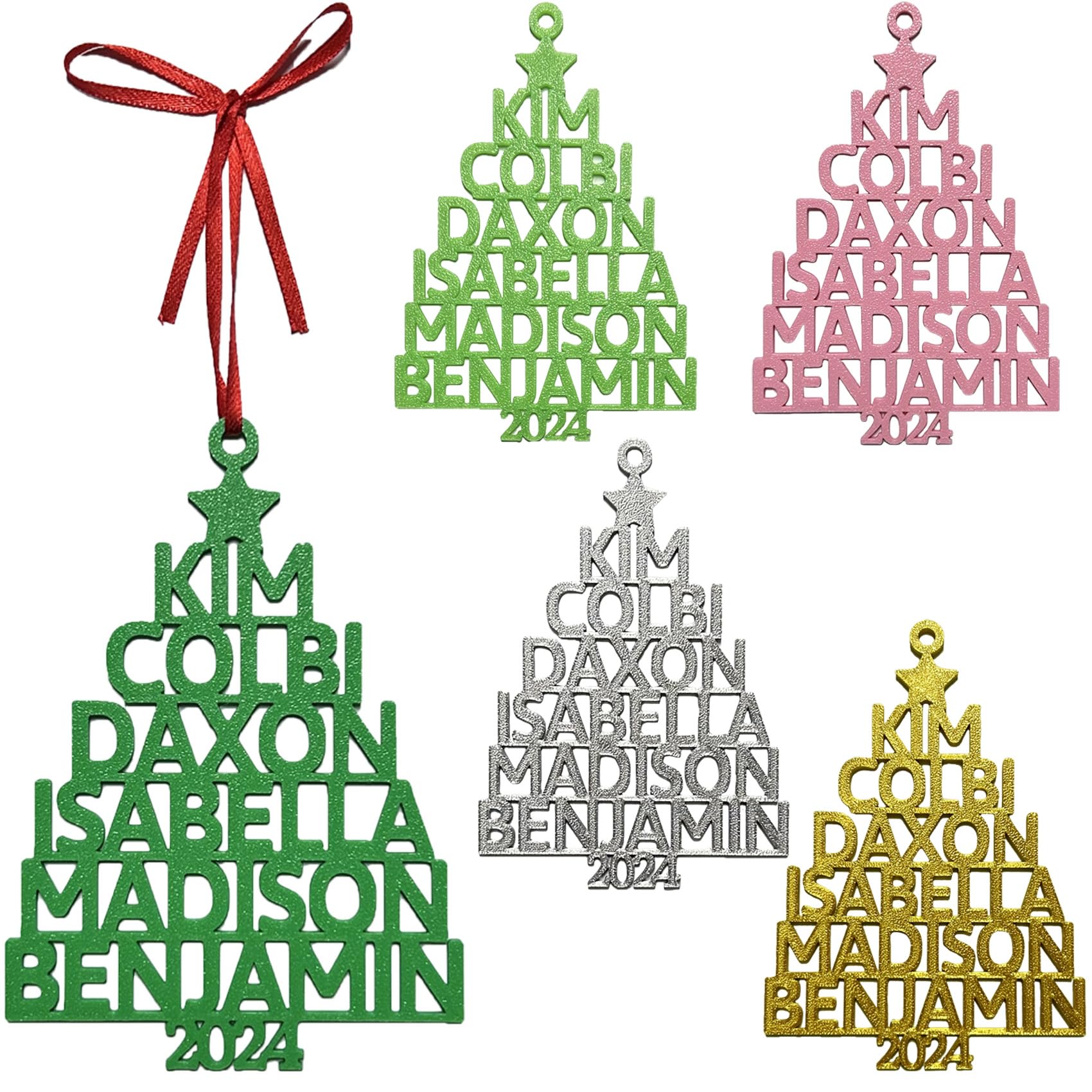 Personalized Christmas Ornaments with Family Name, Custom Christmas Tree Ornament for Memorable 2024 Kids and Adults