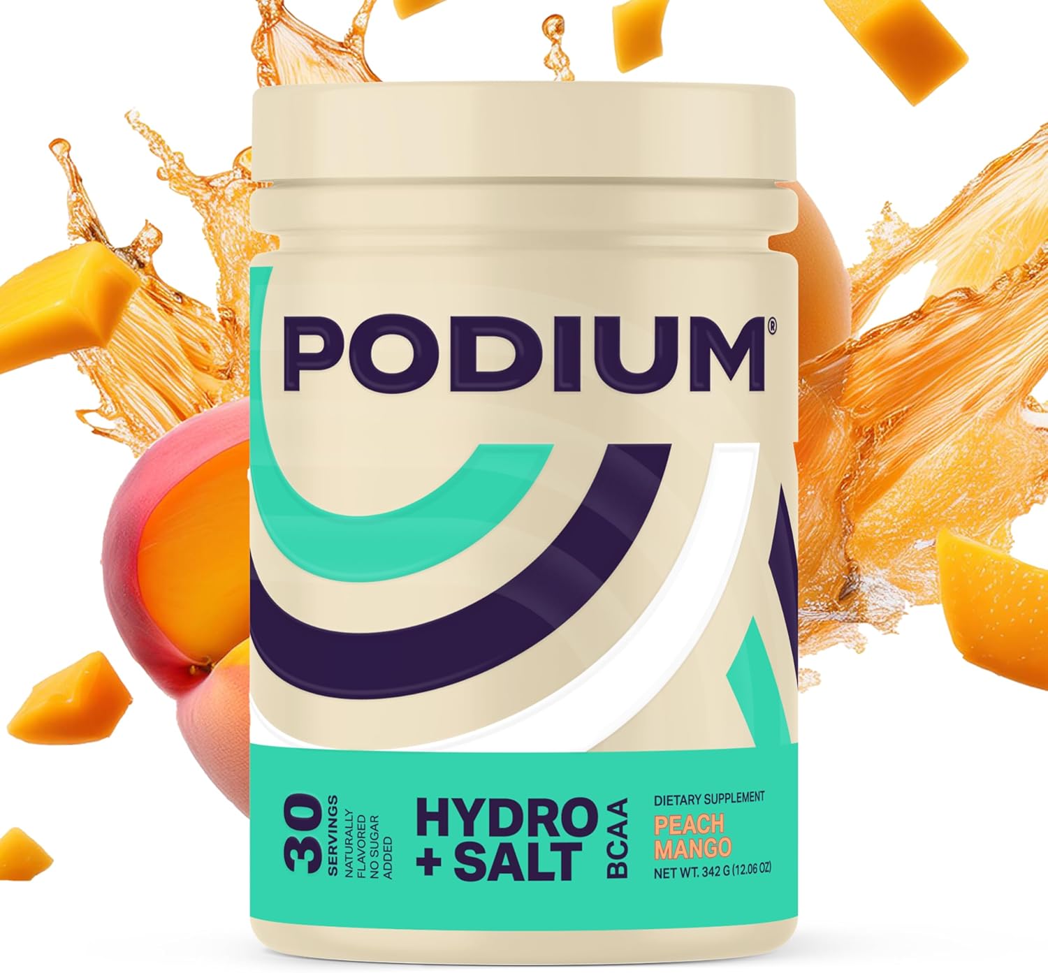 Podium Nutrition BCAA Powder with electrolytes, Mango Peach