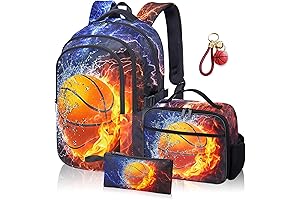 Basketball Backpack for Boys, Boys School Backpack with Detachable Accessories