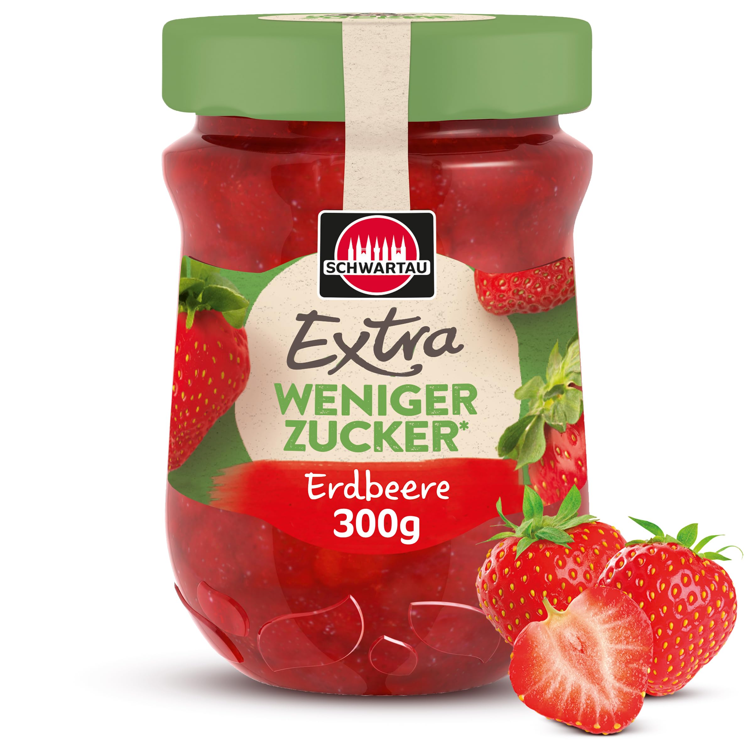 Schwartau Extra Weniger Zucker Erdbeere, zuckerreduzierter Fruchtaufstrich, 300g