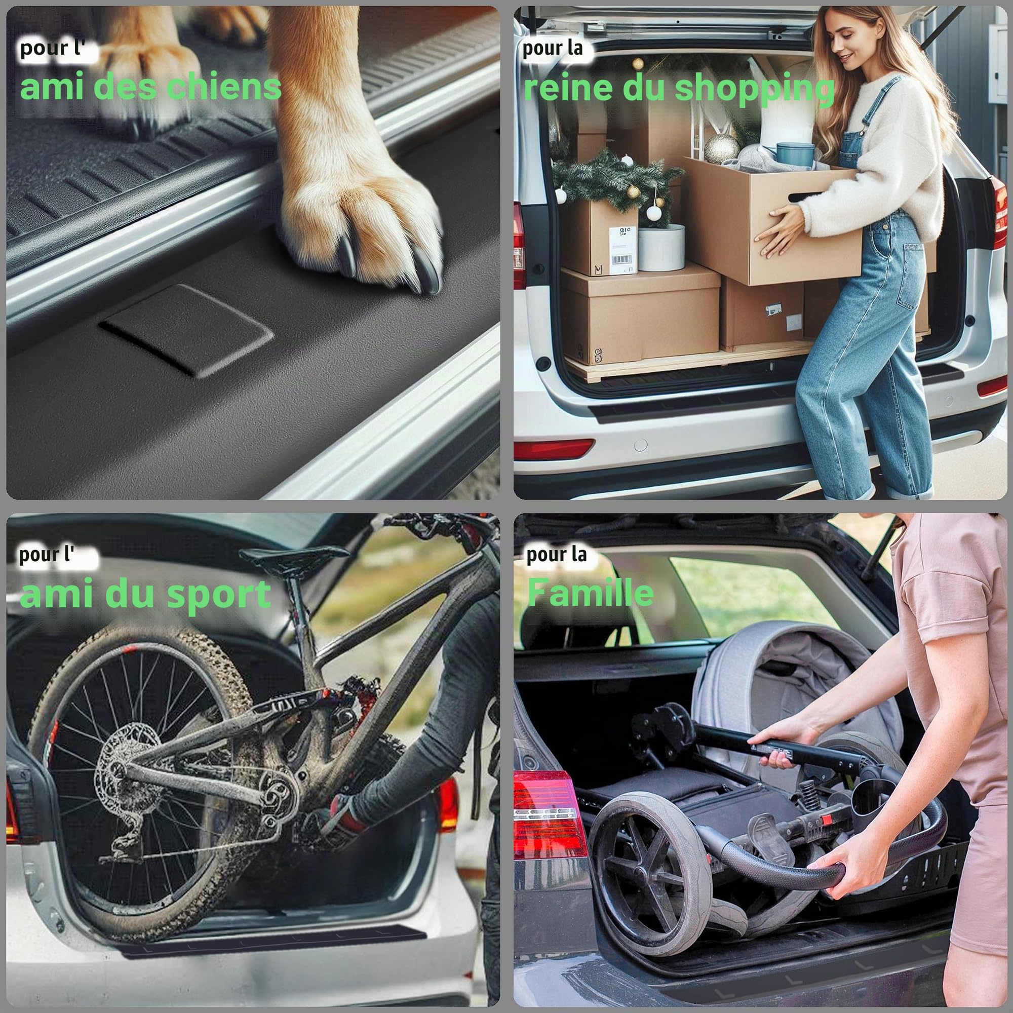RECAMBO CT-ABS-18 Protection de seuil de coffre Arrière noir