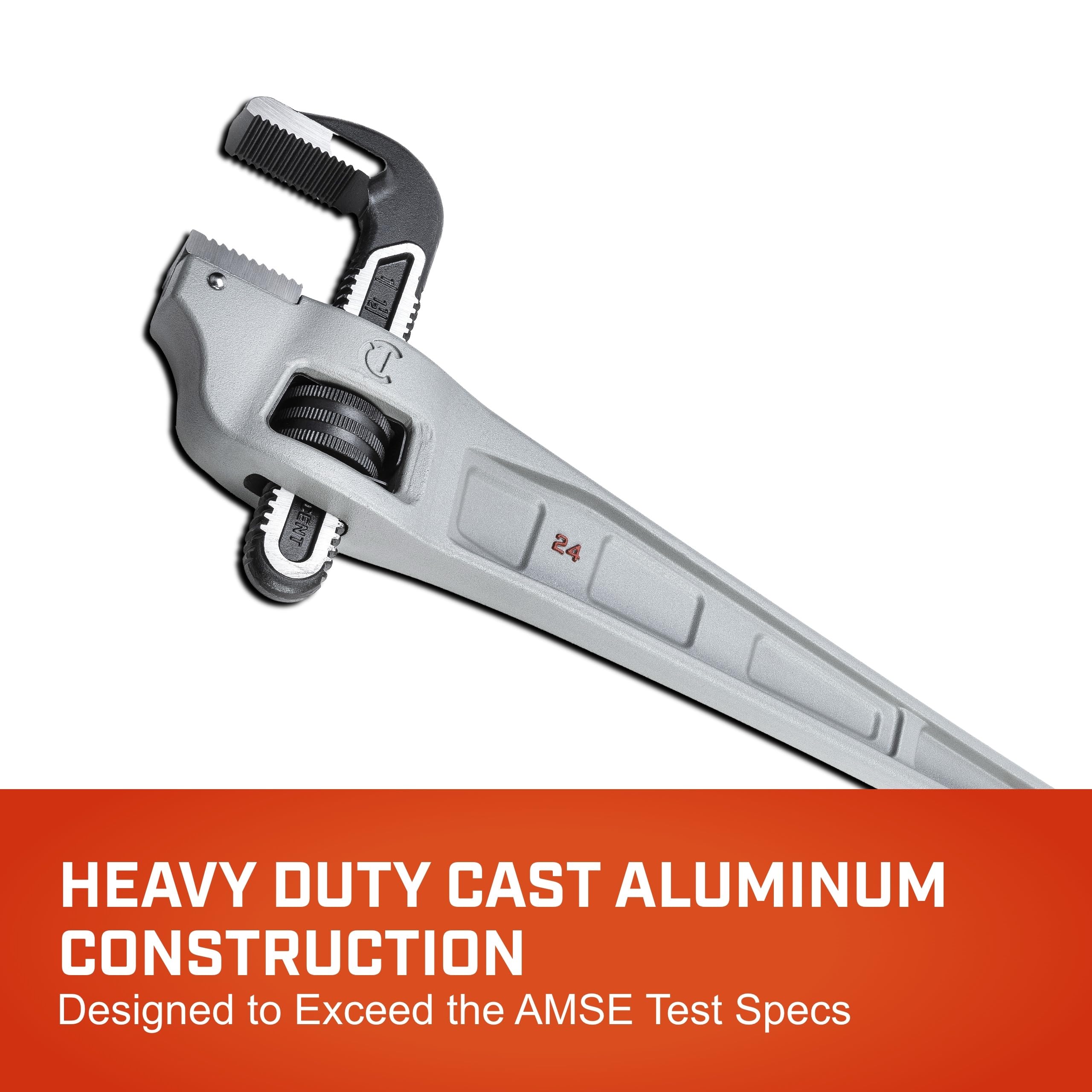 CRESCENT Llave de tubo con mango compensado de aluminio, herramienta de fontanería resistente para áreas estrechas, herramienta manual ajustable para reparación del hogar, 24 pulgadas, CAPW24F