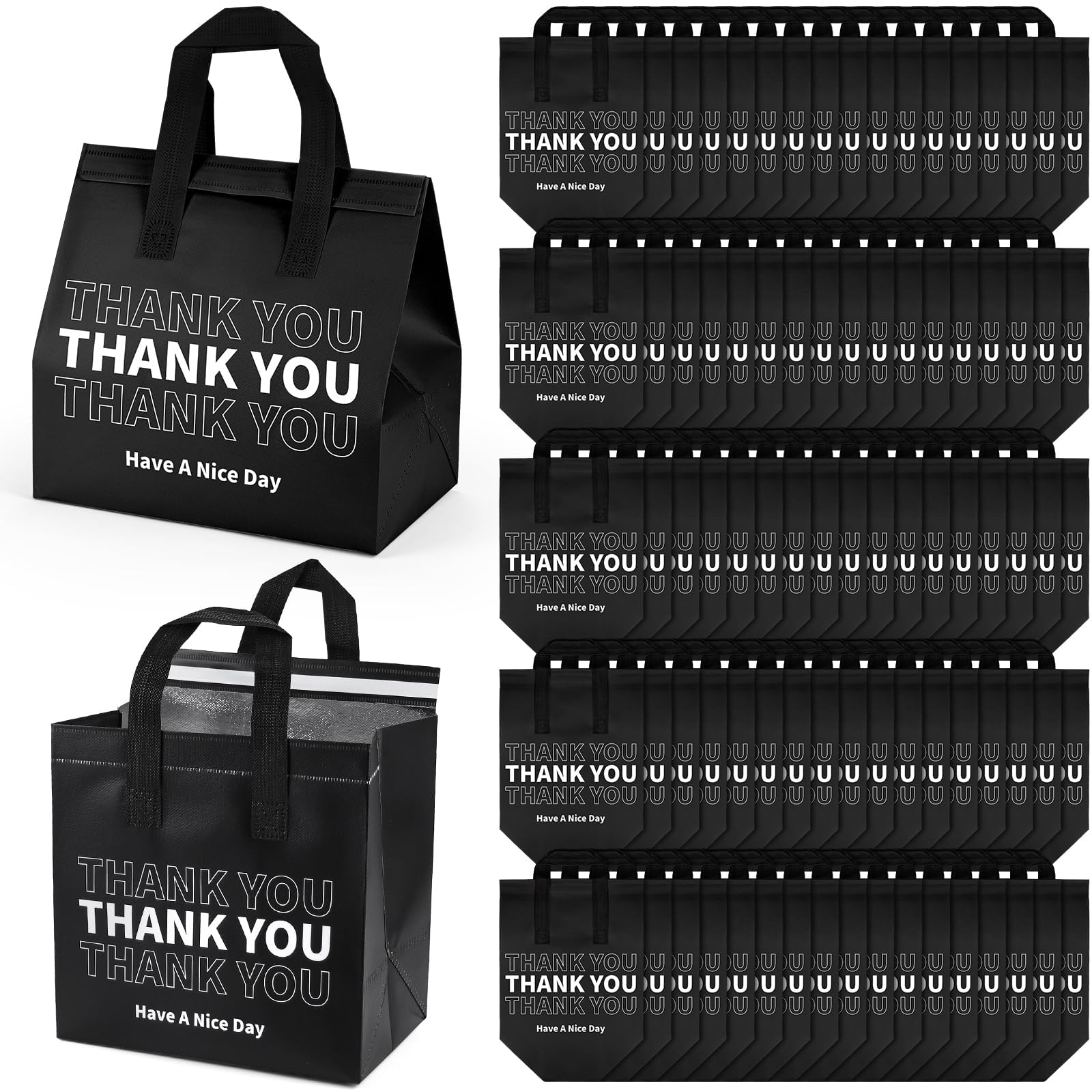 80 bolsas térmicas para gastronomía, con cierre autoadhesivo, para guardar el calor y el frío, para gastronomía, catering y restaurantes, color negro