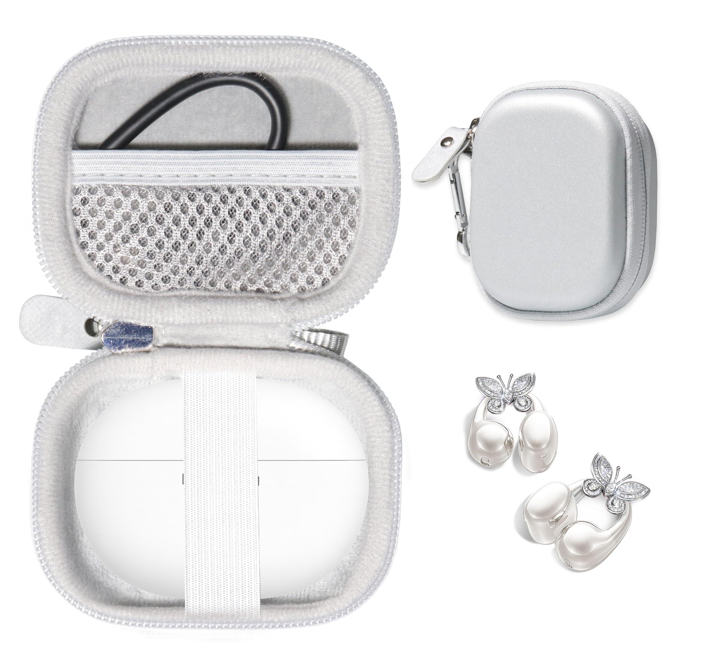 CaseSack Case for King Lucky Jewelry-Inspired Clip-On Earbuds with Butterfly Earrings, Clip-on Earbuds Jewelry Wireless Bluetooth 5.4 Comfortable Open