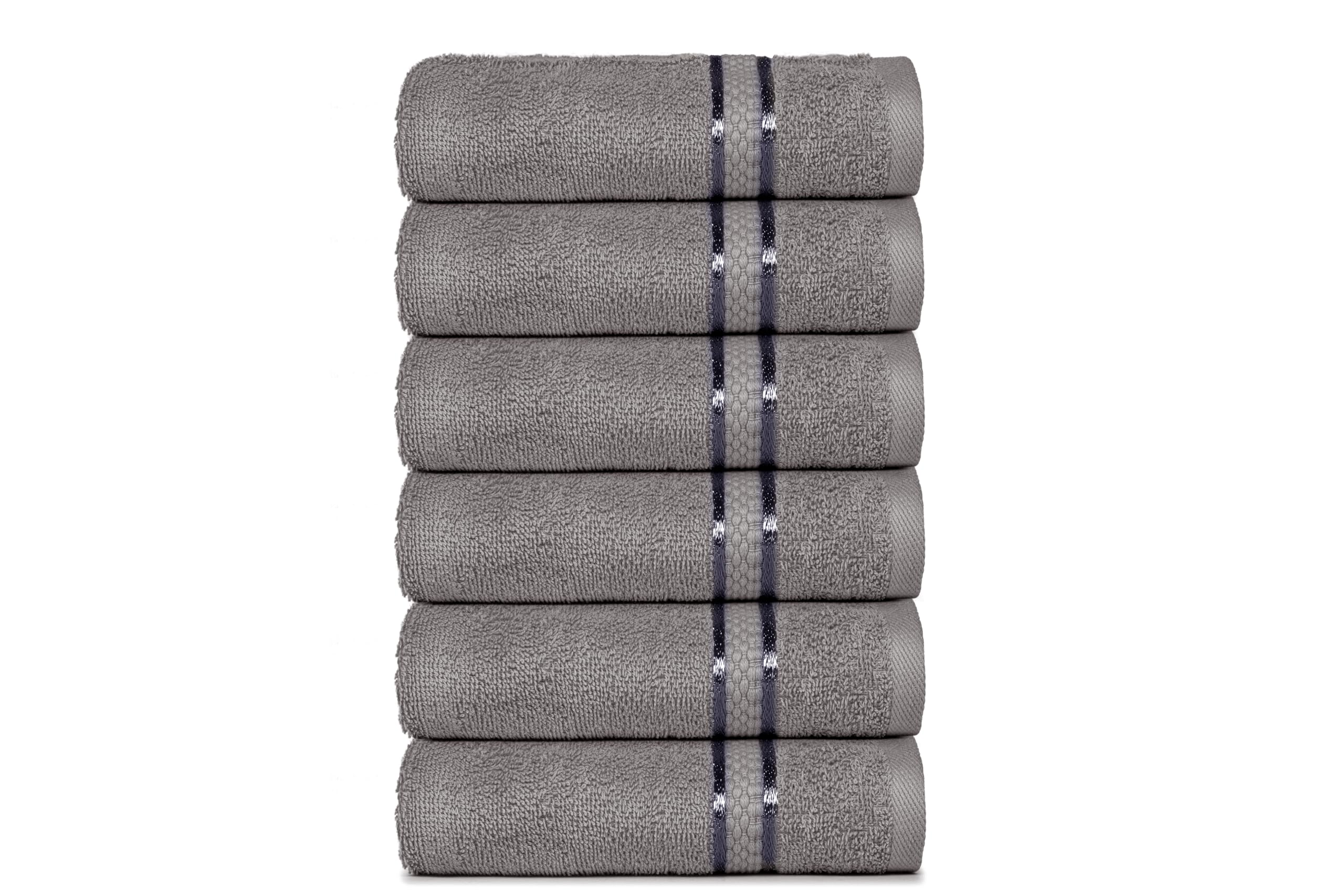 Dewall Maisons Premium Dark Grey 6-Piece Hand Towel Set - 100% Cotton, Perfect 16" x 28" Size - Ultra Soft, Highly Absorbent, Ideal for Body, Face,