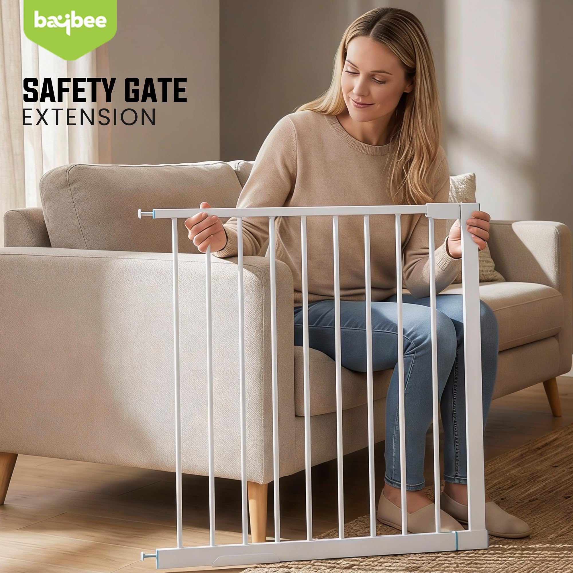Baybee Safety Gate Extension 80 cm | Baby Gate Extender for Kids & Pets | Adds Extra Width for Large Doorways, Hallways & Open Spaces (White)