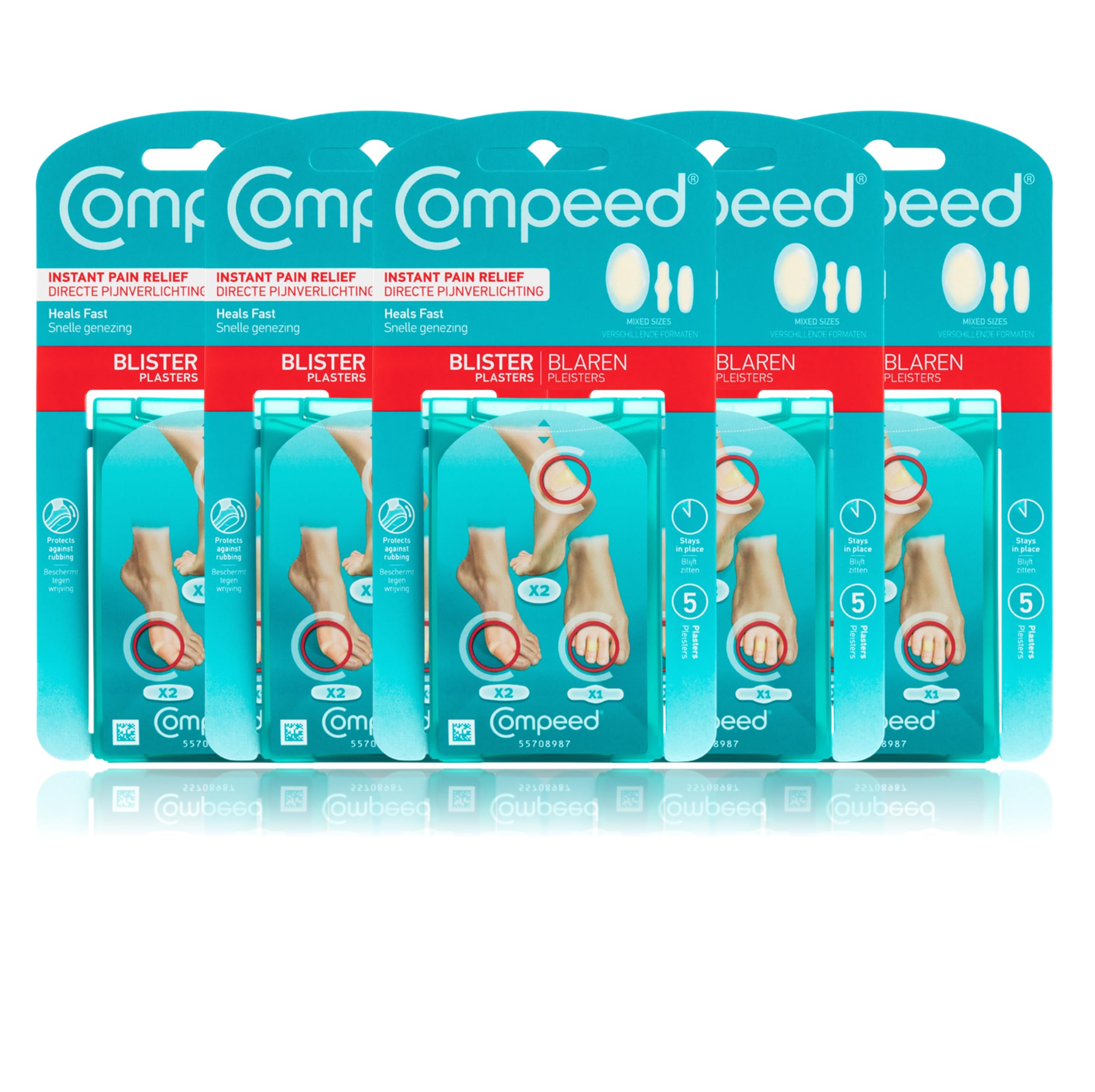 Compeed Blister Bandage For Foot, Toe, Finger Rubbing Protection, Breathable Foot Protector Hydrocolloid Bandage, 05 Pc Of Mix Pack | Pack of 05