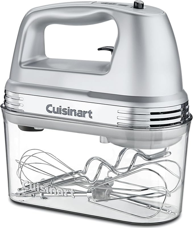 Cuisinart Power Advantage PLUS 9-Speed Hand Mixer, 220W-Motor Hand Blender Electric Mixer with 9 Speed Settings, XL Dishwasher-Safe Beaters, 3 Low Mixing Speeds, Storage Case, HM-90BCS, Brushed Chrome