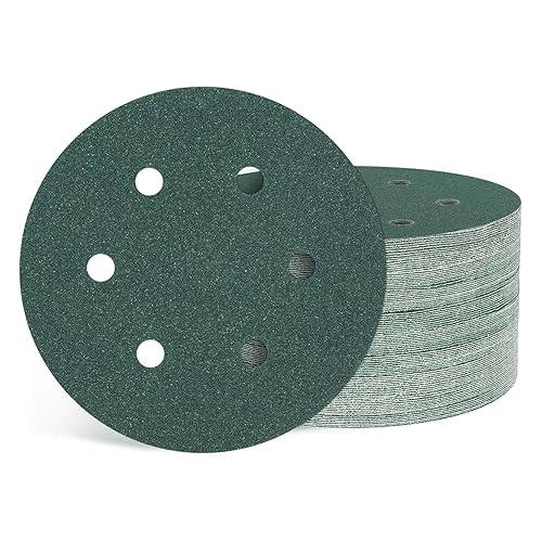 Miniatura 12 de 100 discos de lija orbitales aleatorios de 6 pulgadas, grano 320, 6 agujeros, con gancho y bucle, adecuados para lijadoras de paneles de yeso,