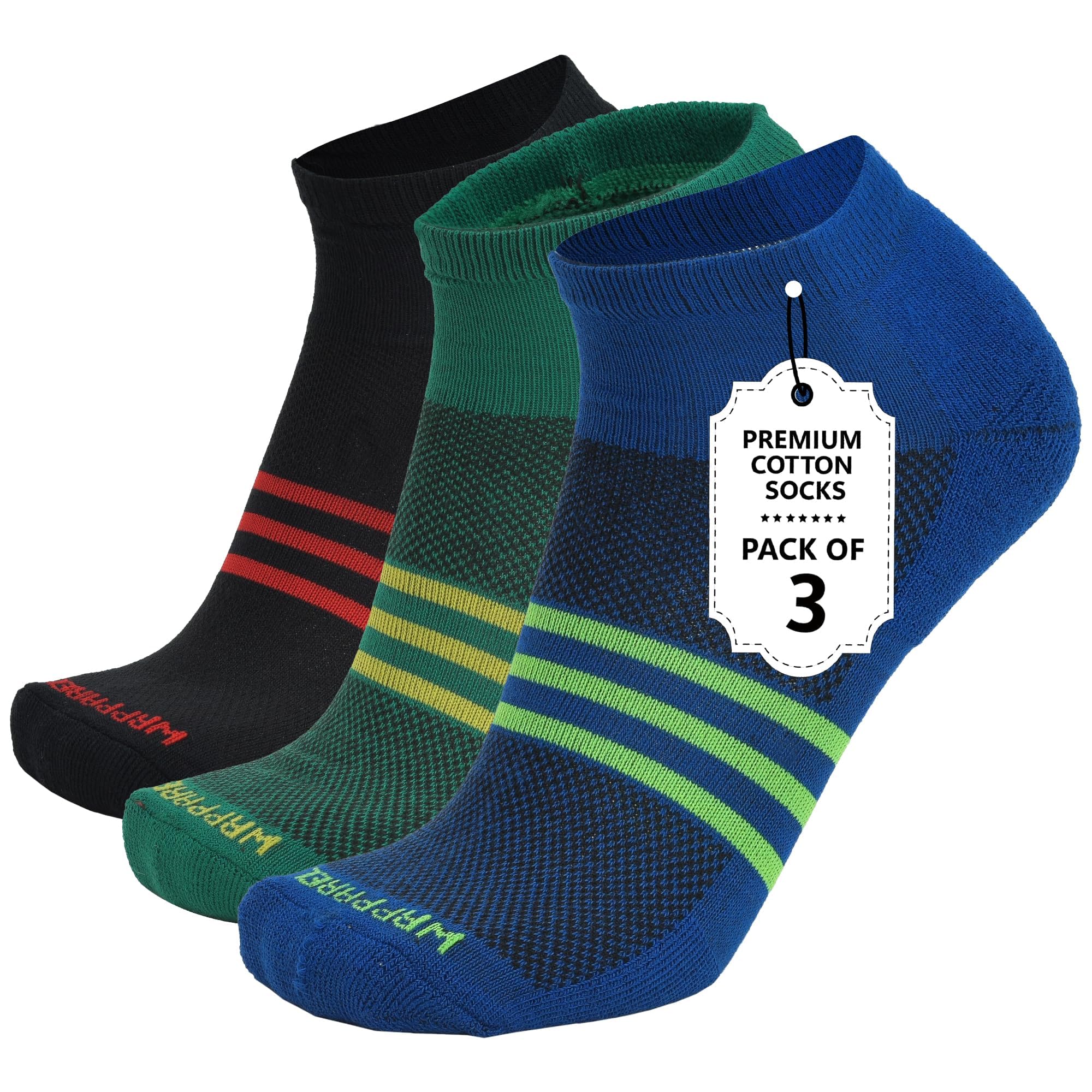 wrpparel Cotton Low Ankle Athletic Socks Thick Cushioned Mesh Net Design Moisture Wicking Anti Odor Running Gym Yoga Workout - 3 Pairs, Size: 10 to 13-picture-55