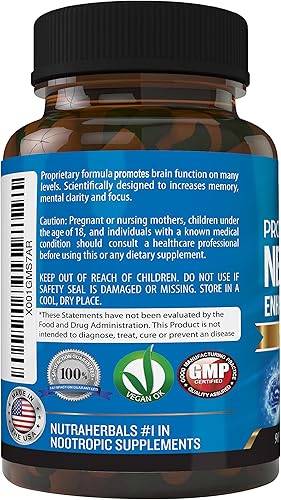 Miniatura 2 de Suplemento de refuerzo cerebral -"Suministro de 90 días"- Nootrópicos claridad mental, memoria y enfoque. Formulado científicamente para un