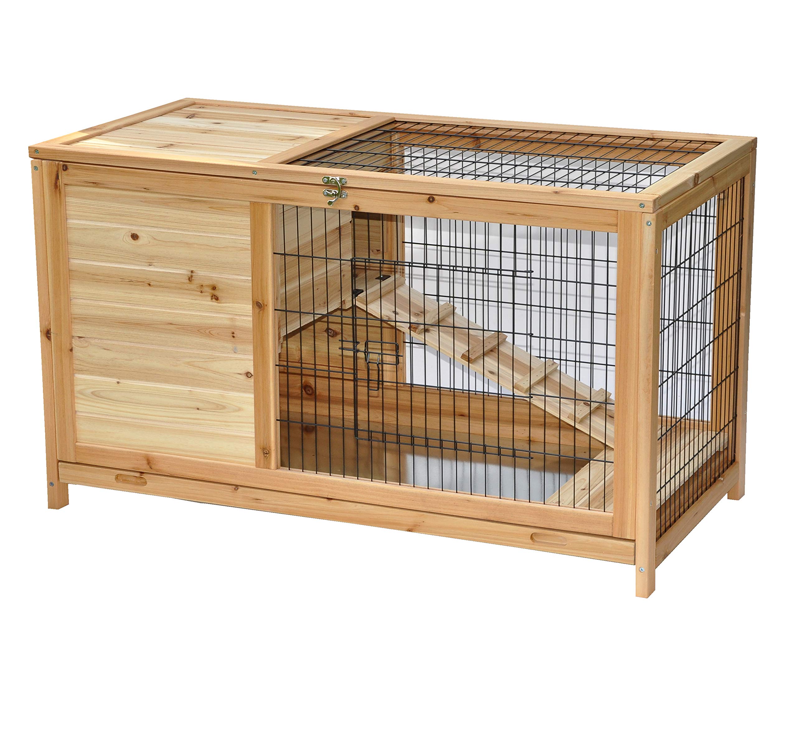nanook Cage pour Hamster Cage pour Cochon d'Inde - Naturelle - 100 x 50 x 62 cm - verrouillable - avec Toit et Ouverture Frontale