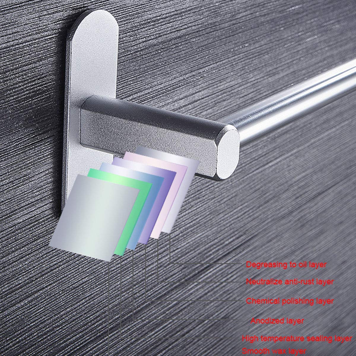 Handtuchhalter, 31 cm / 12,2 Zoll einlagiger silberner Aluminium-Handtuchhalter, Selbstklebender Fester Handtuchhalter, an der Wand montierter Handtuchhalter in Toilette, Bad oder