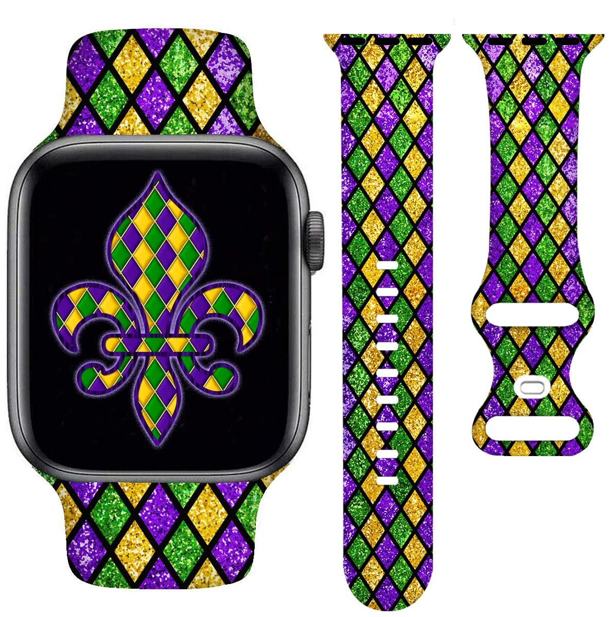 YAGEDOVIU Holiday Watch Bands Compatible Watch 38mm 40mm 41mm 42mm for Women Men, Adjustable Soft Silicone Replacement Smartwatch Wristband for SE