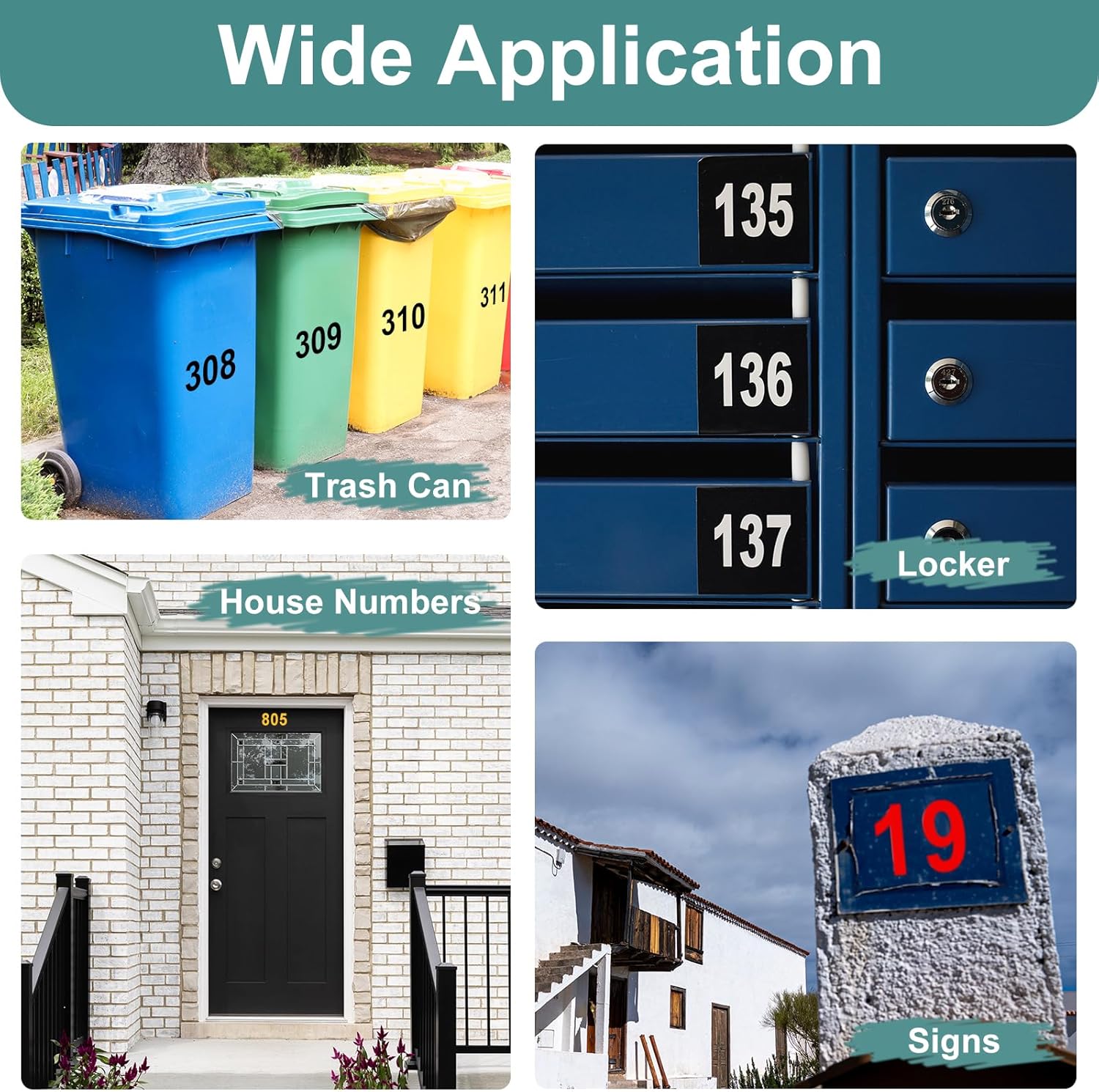 uxcell 4 Sheets/40 Pcs Reflective Mailbox Numbers for Outside, 4 Inch 0-9 Vinyl Self-Adhesive Numbers Stickers Waterproof House Sticker with Scraper for Signs Doors Address, Gold
